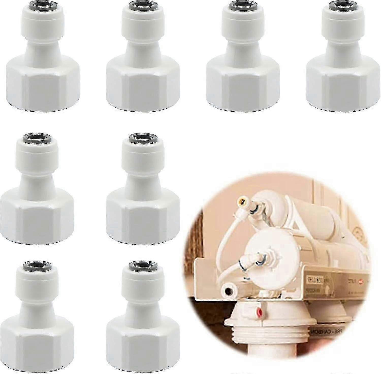 Refrigerator Water Line Adapter - 8PCS 1/2" Threaded to 1/4" Quick Connect Fitting for Filter