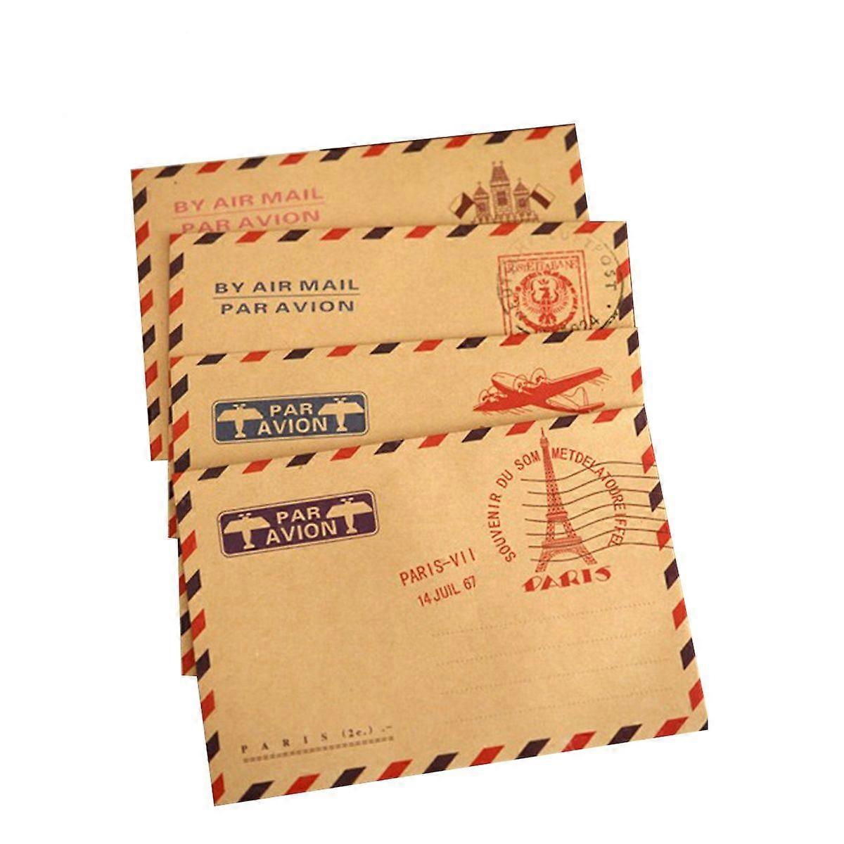 10Pcs Retro Tower Postmark Envelopes Kraft Paper Envelopes for Multipurpose Postcard Storage Envelopes (Random Pattern)