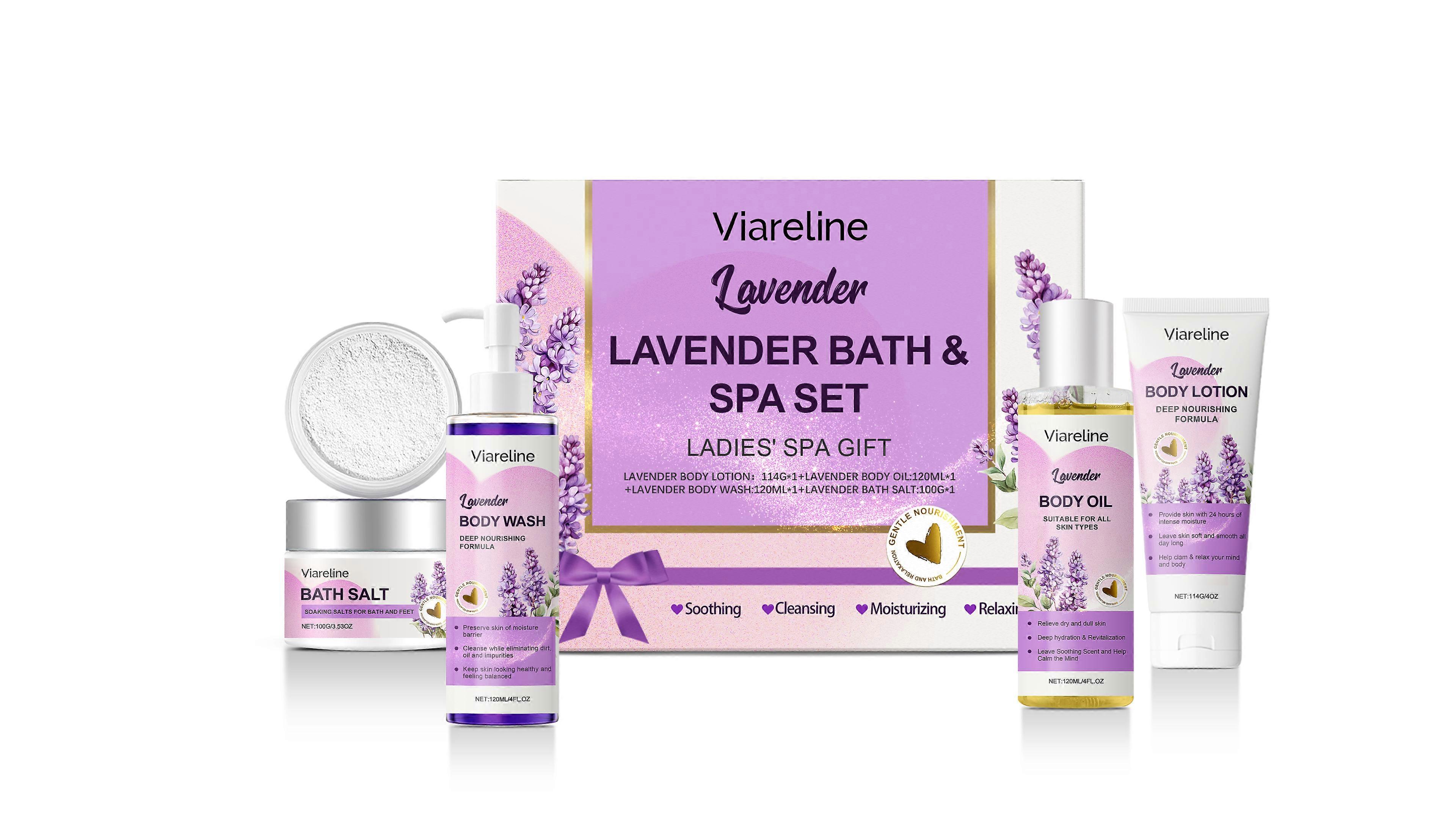 Viareline Lavender Bath Set Moisturizes The Skin With A Delicate Fragrance, Smooth And Gentle Texture, And Is Suitable For Daily Cleansing