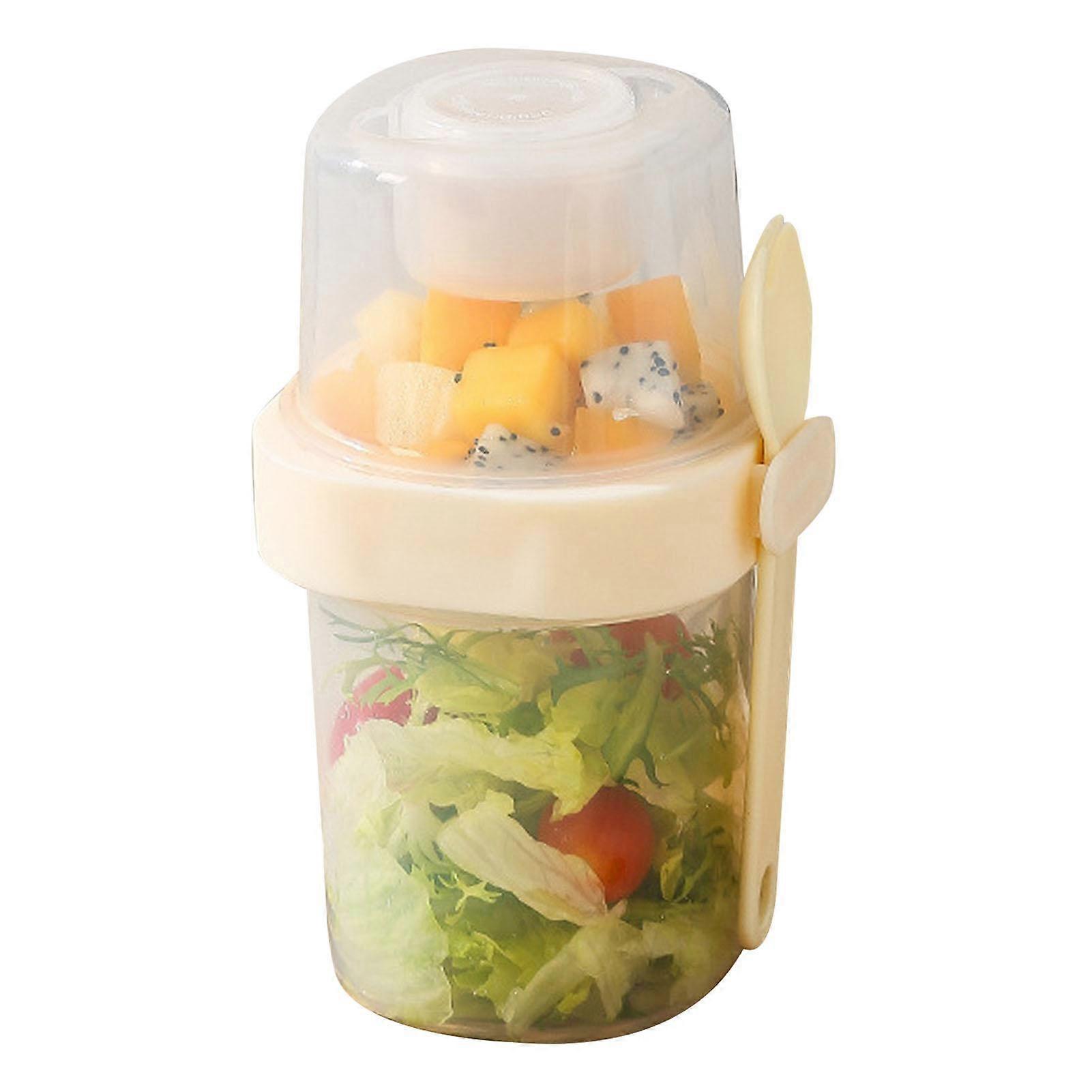 Salad Shaker Cup Double Layer Portable Milk Vegetable Fruit Salad Storage Container with Lid and