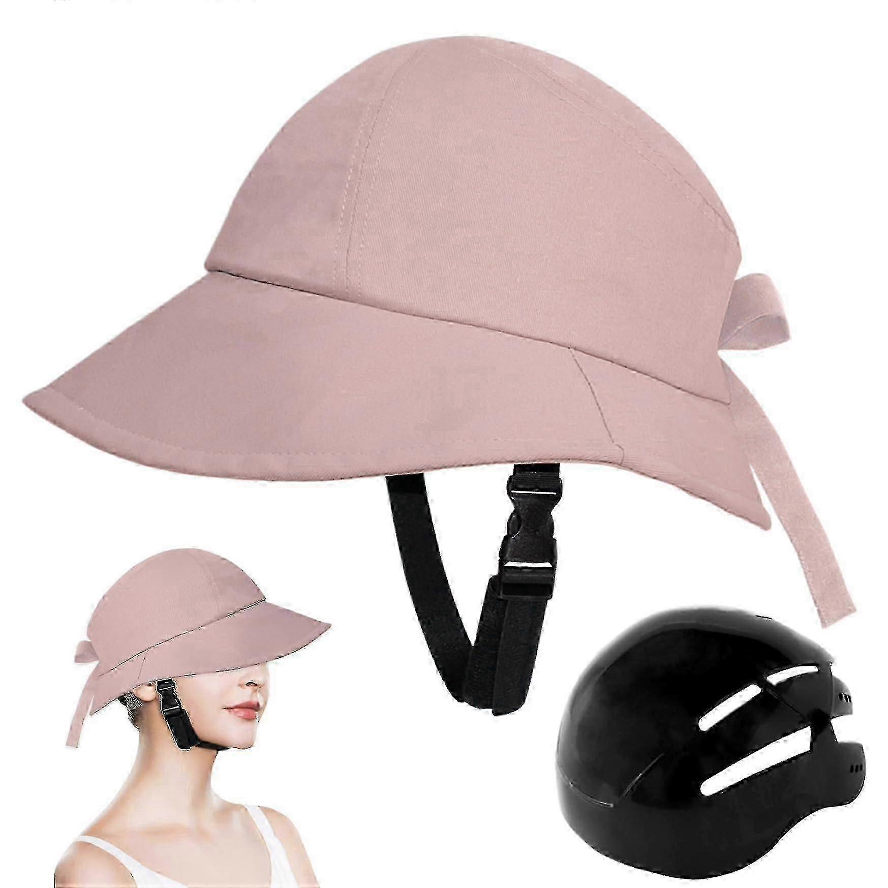 带宽檐 UV 遮阳帽的自行车头盔可调节肩带，适合女性男女通用骑行骑行安全