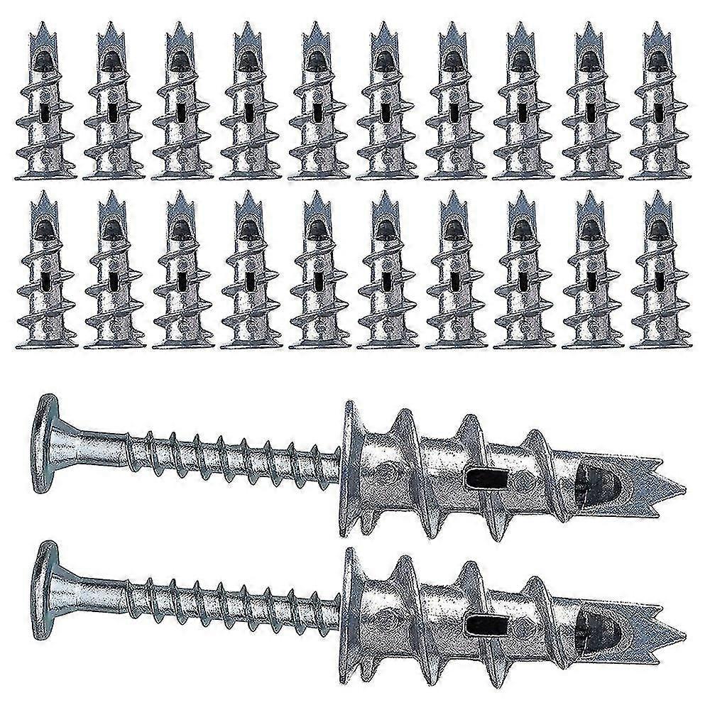 40 Pcs Metal Self Drive Anchor Plasterboard Dowels With Screws 4.5 X 35mm For Single-layer And Doub