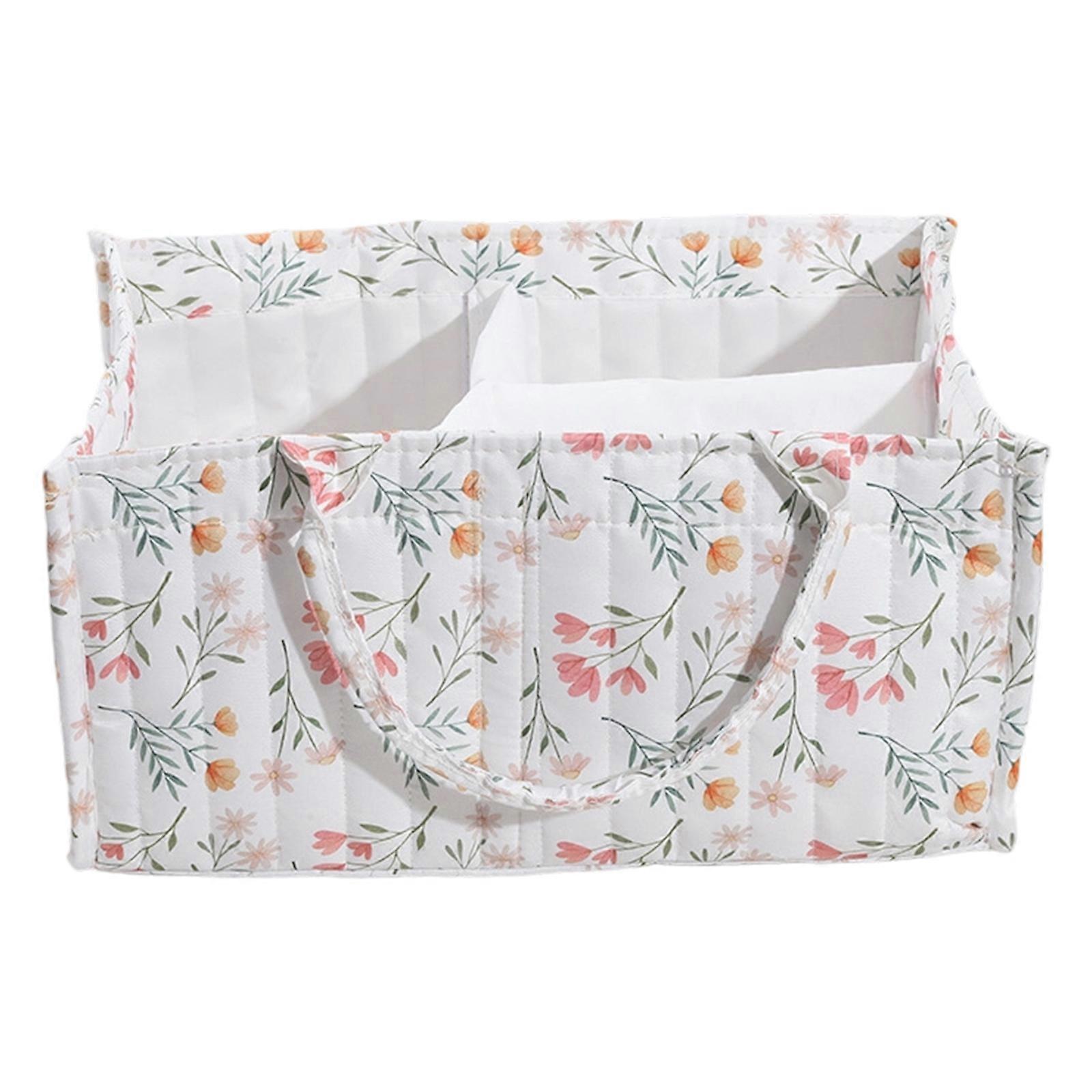Multifunctional Cotton Diaper Bin With Stylish Patterns Compact Foldable Structure For Nursery Organization  White