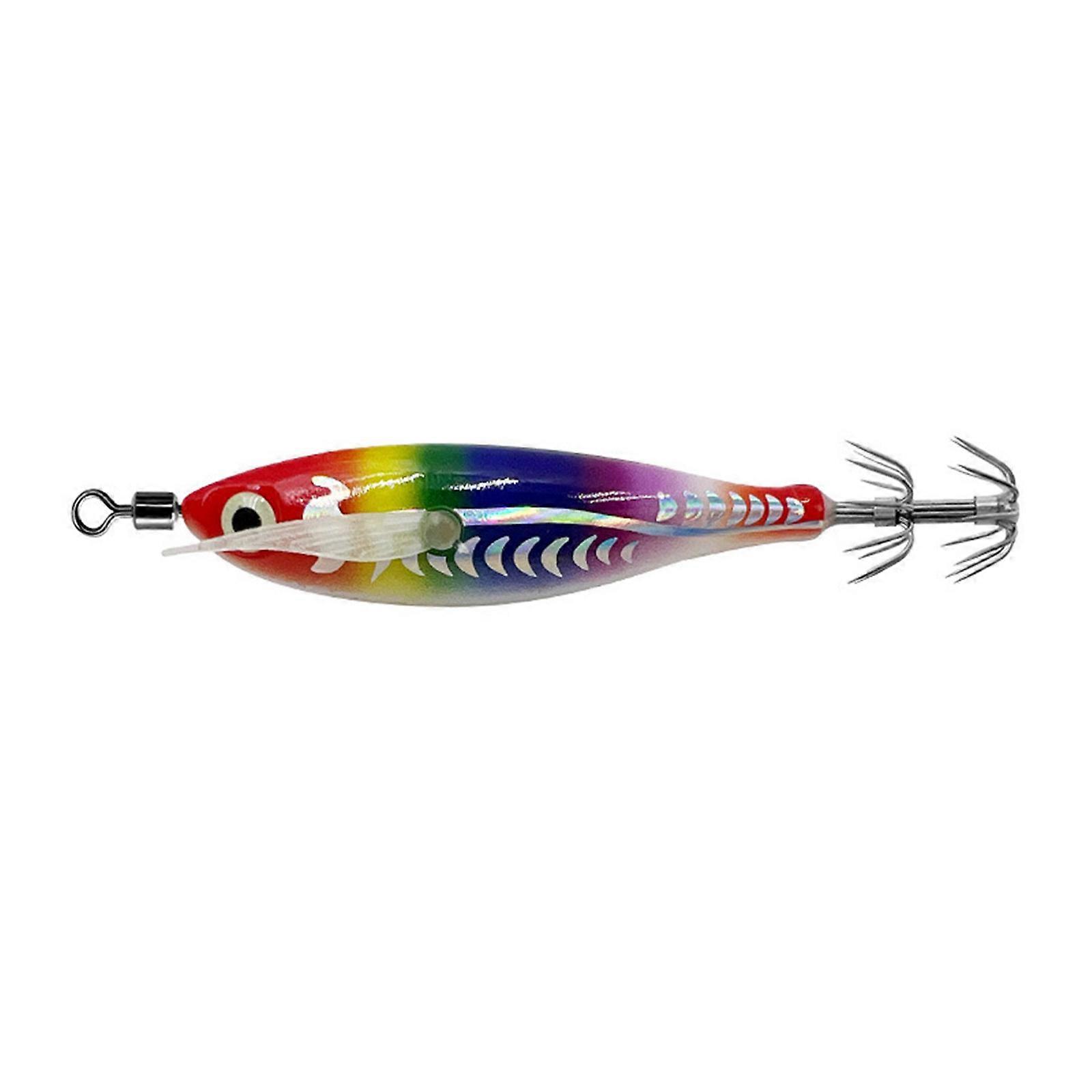 8cm Luminously Squid Jig Hook Shrimp Lures Baits Hard Artificial Shrimp Baits with Hook for Fishing Octopuses Cuttlefish Multicolor