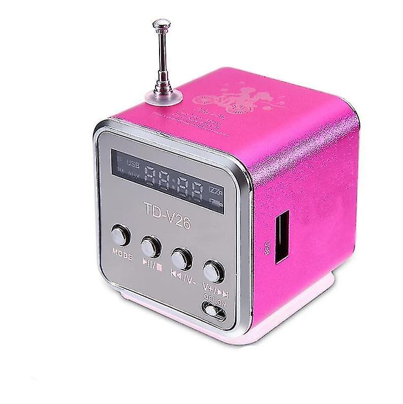 Mini Td-v26 Digital Fm Radio Speaker Portable Fm Receiver With Lcd Stereo Loudspeaker Support Micro Tf Card A2 Pink