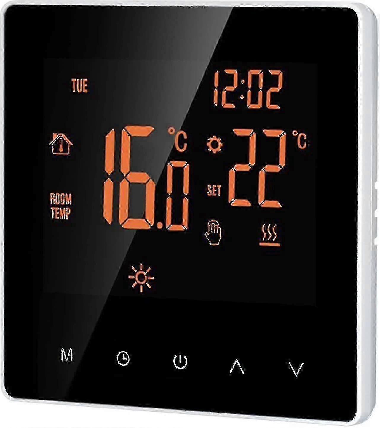 תרמוסטט חכם: תרמוסטט חדר דיגיטלי עם מסך מגע LCD הניתן לתכנות, תרמוסטט קיר חשמלי הנשלט על ידי אפליקציה עם חיישן פנימי ורצפה