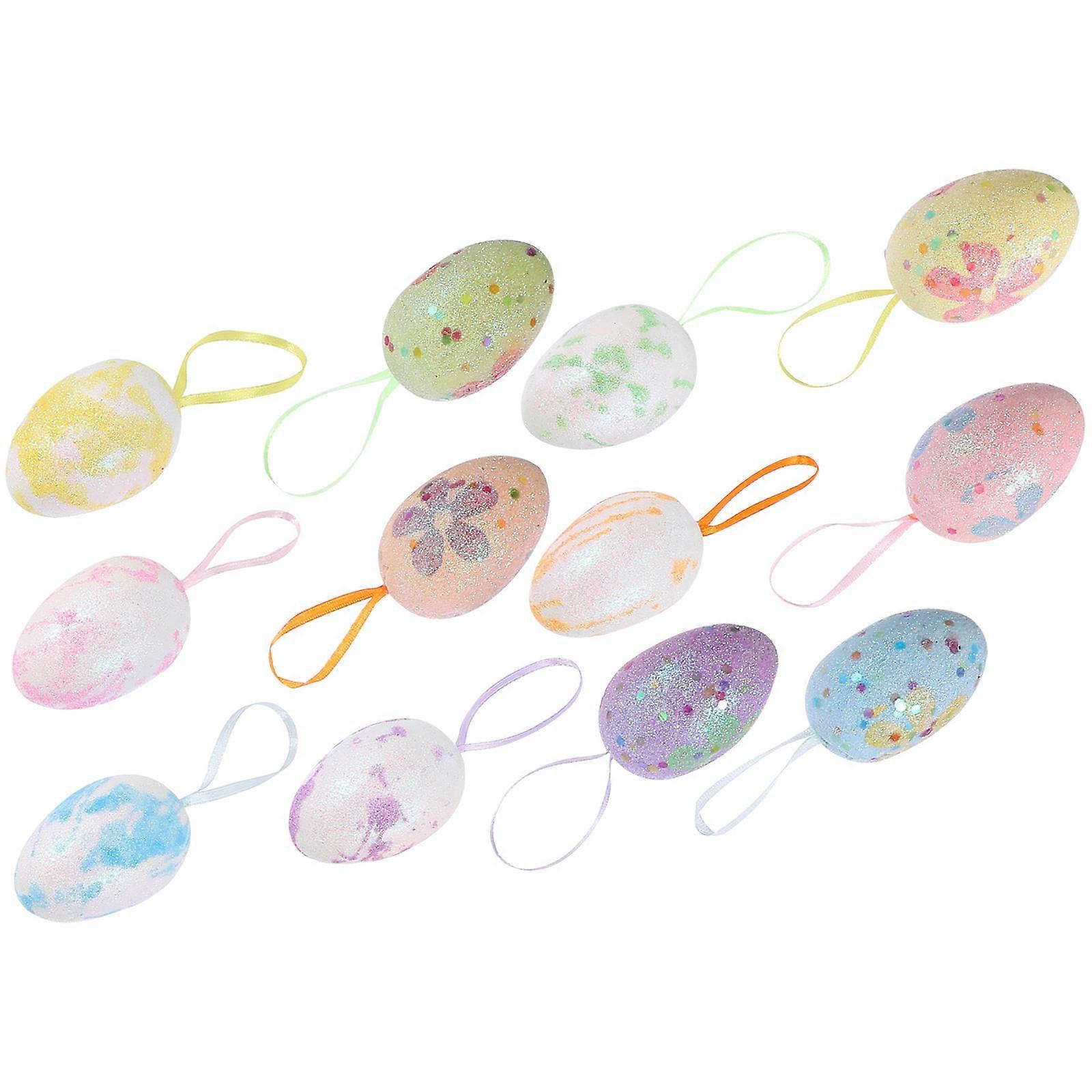 12Pcs Easter Hanging Eggs Classic Easter Eggs Hanging Ornaments for Easter