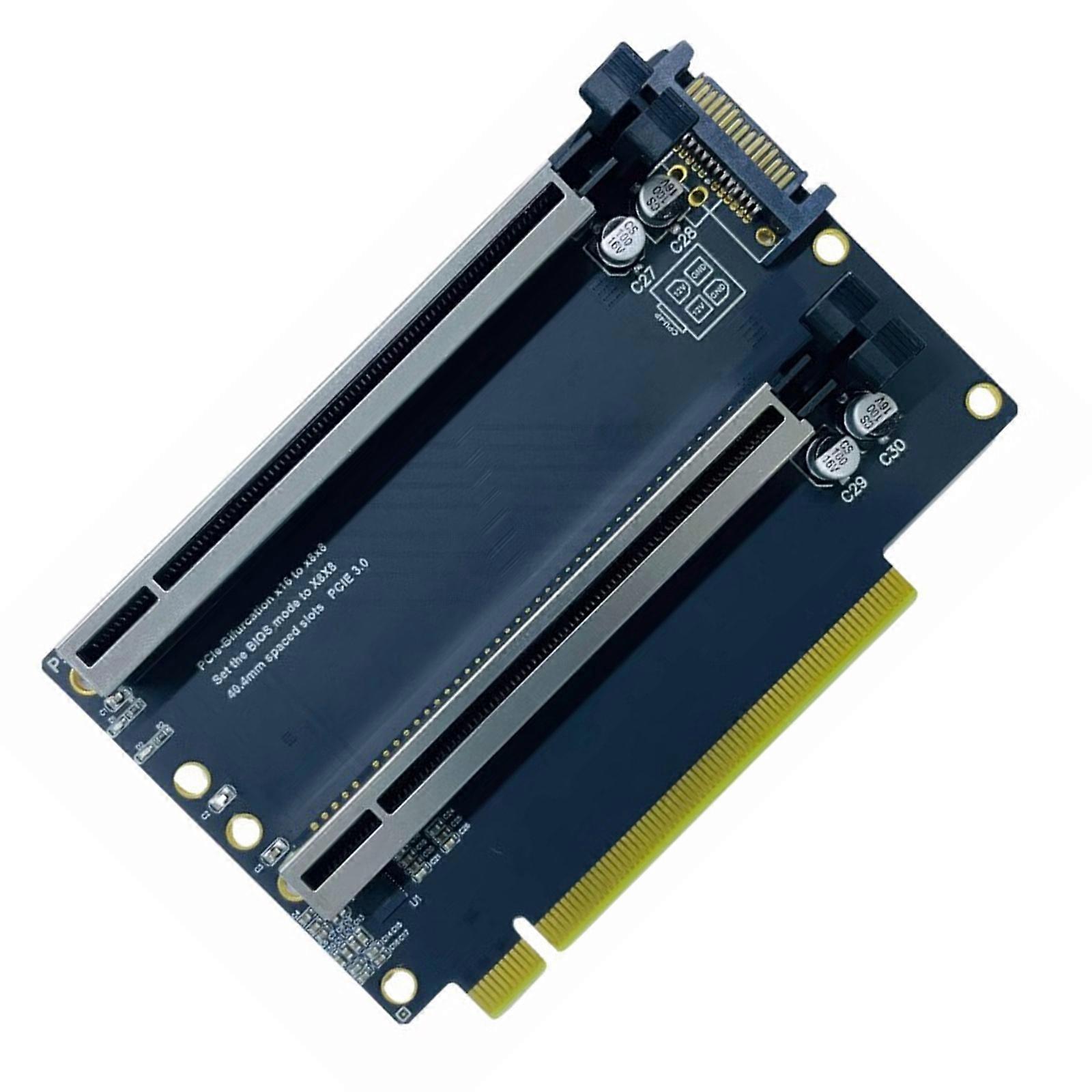 PCIe3.0 x16 to X8x8 Expansion Converters Card 40.4mm Space Slot for Game And Networking Multicolor
