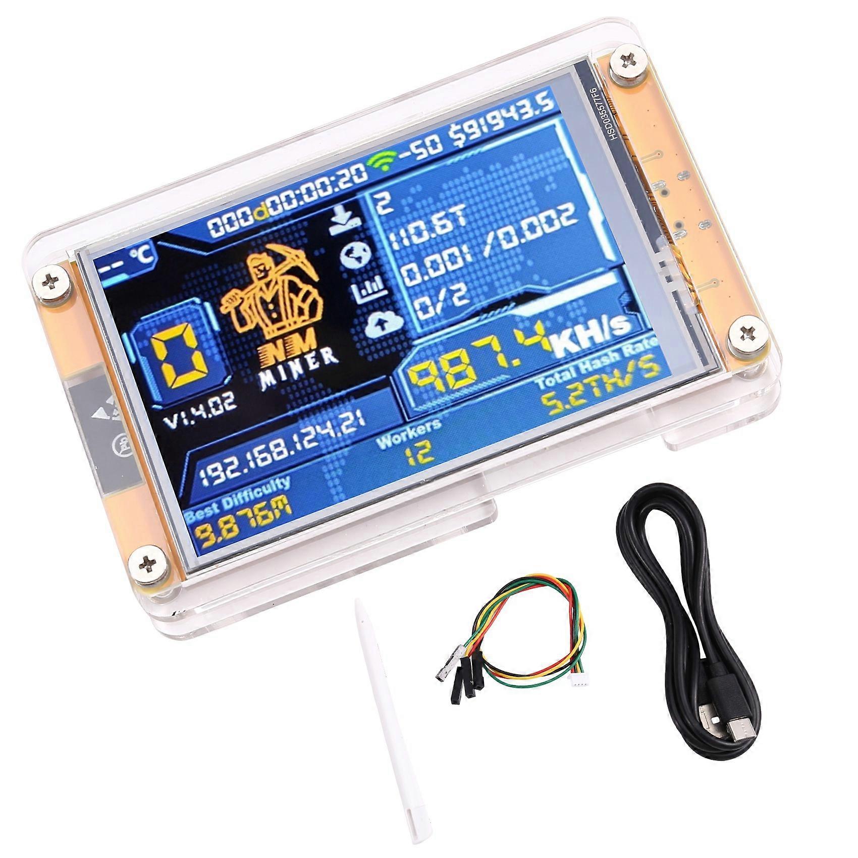 987KH/S NMMiner NerdMiner 3.5 Inch Big Display Bitcoin Crypto Solo Lottery Miner Upgraded Harshrate NerdMiner