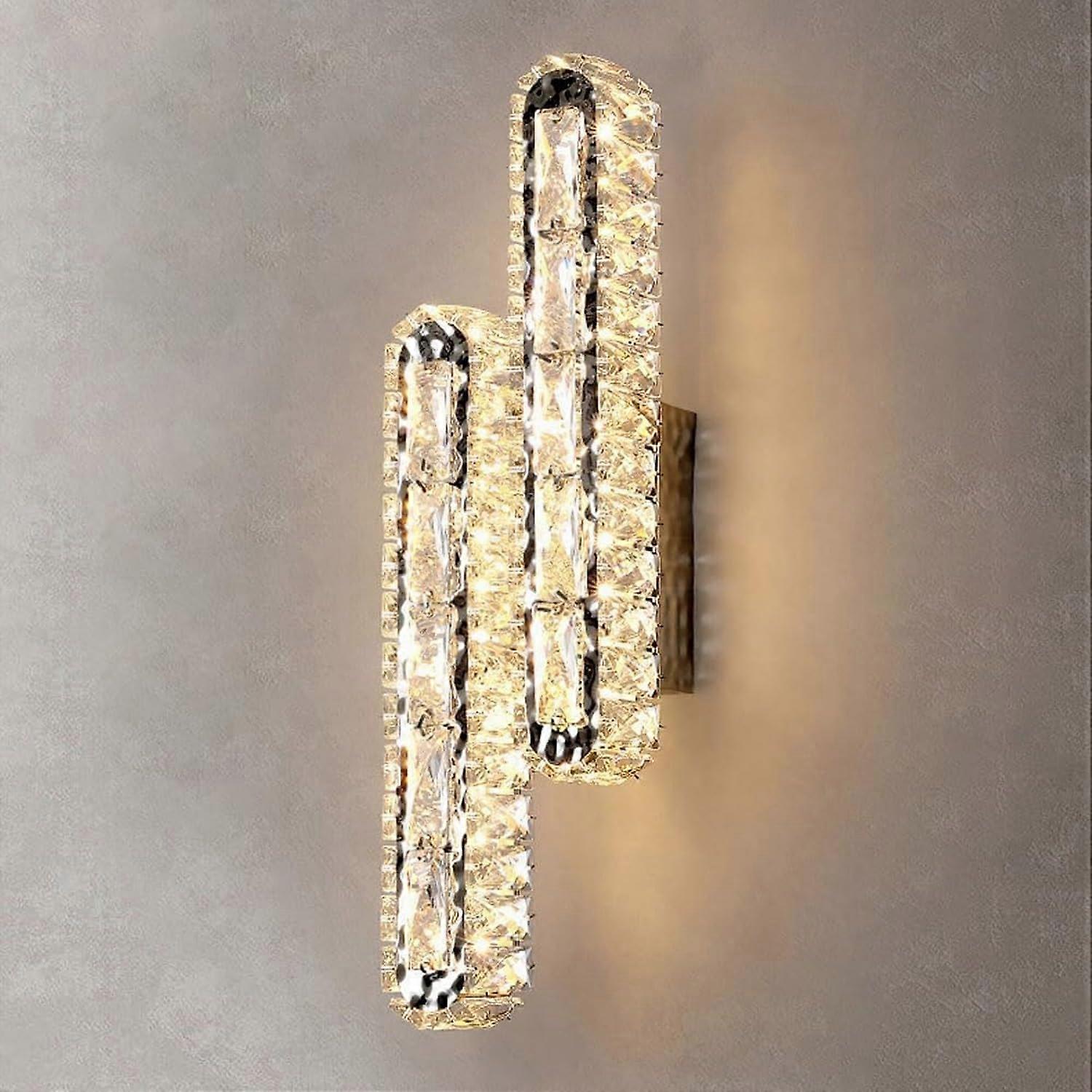 Chrome Bathroom Wall Lamp Crystal LED Linear Dimmable Light Bar Vanity Sconce Modern Chrome Finish