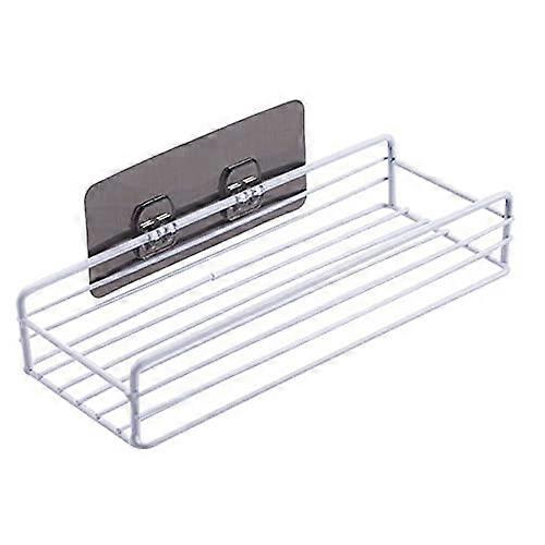 Shower Caddy Wall Mounted Bathroom Shelf for Shampoo and Kitchen Condiment Storage Rack White