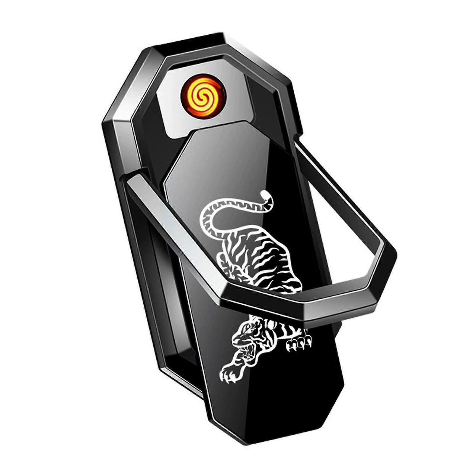 3-in-1 phone securitys rings grip with integrated lighter USB rechargeable flameless lighter, safe & windproof. Daily commute essential