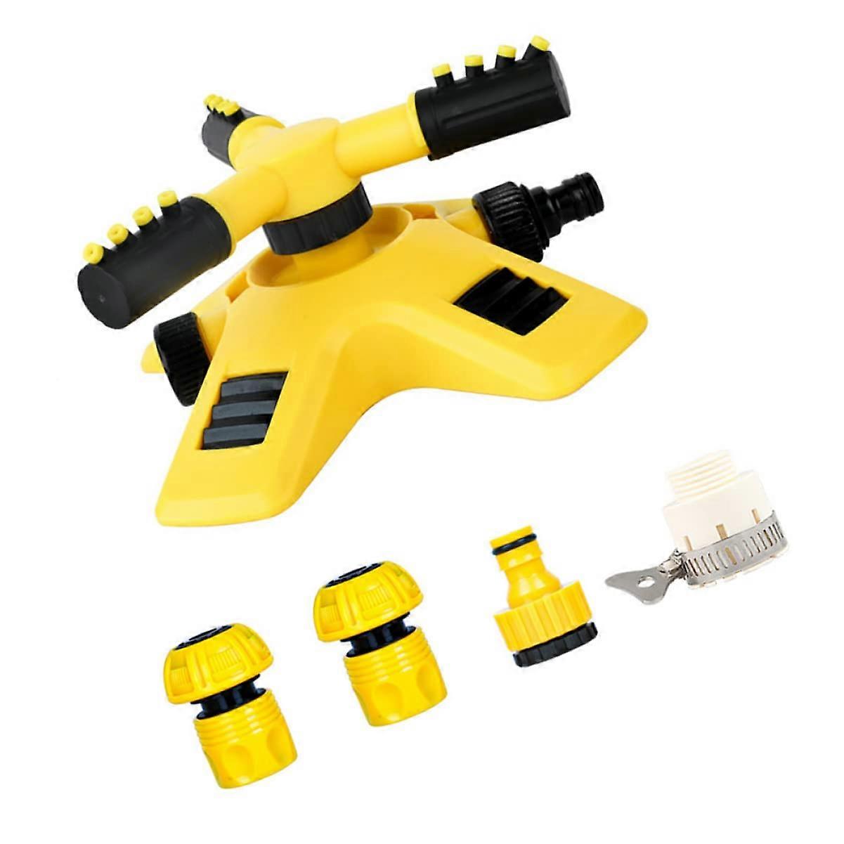 Garden Sprinkler with 360° Rotating Spray, Adjustable Lawn Irrigation System and Hose Connector