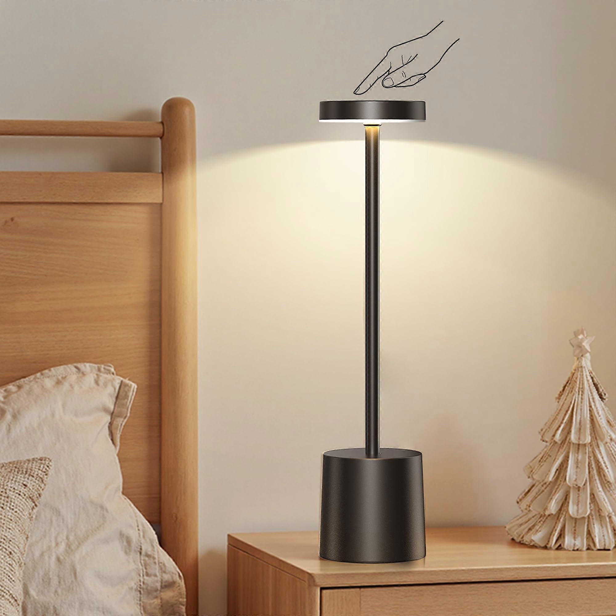 Cordless Table Lamp with Touch Control Dimming, IP54 Waterproof, Rechargeable LED Light for Indoor Outdoor Use