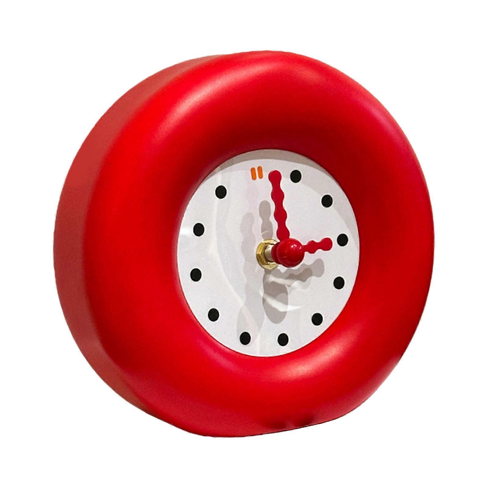 Modern Design Decorative Dopamine Wall Clock with Art Theme Quiet Easy Installation for Home and Kids Room  Red