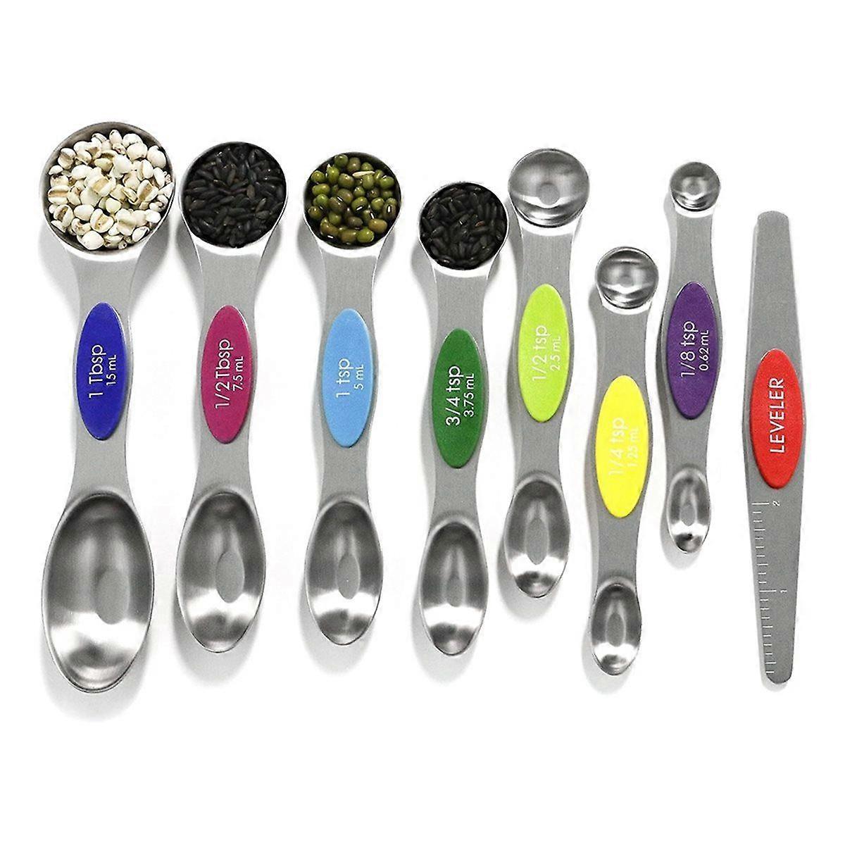 Magnetic Measuring Spoons Set Stainless Steel with Leveler for Baking, Measuring Cups and Spoon Set