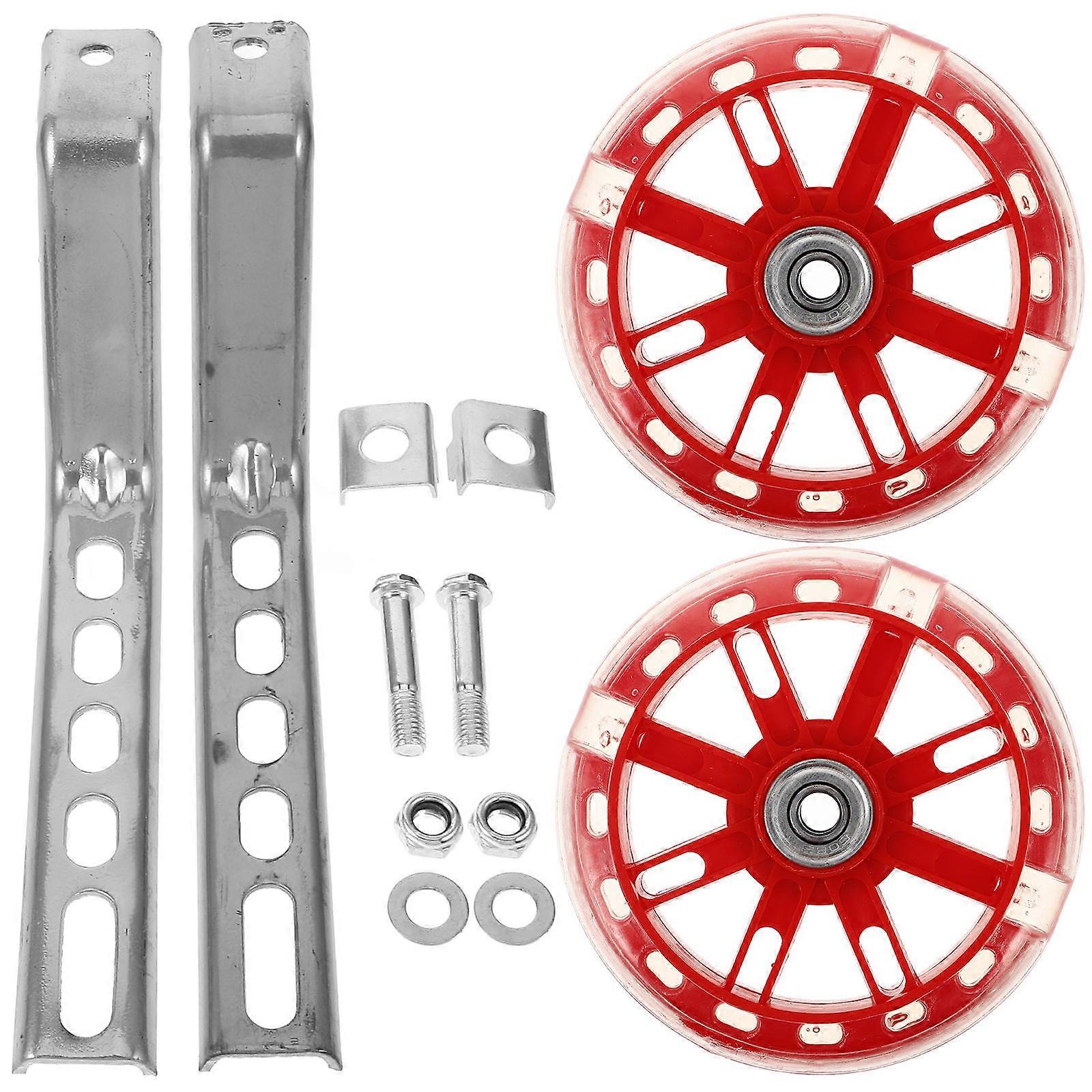 Red Adjustable Training Wheels for Bike with Flashing Wheel