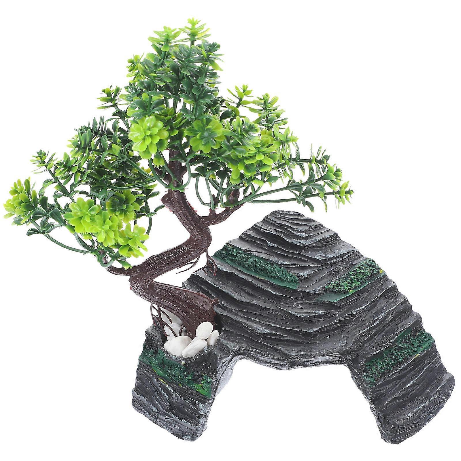 Reptile Cave Resin Hide for Decoration 1Set Lizard Terrarium Tree Decor