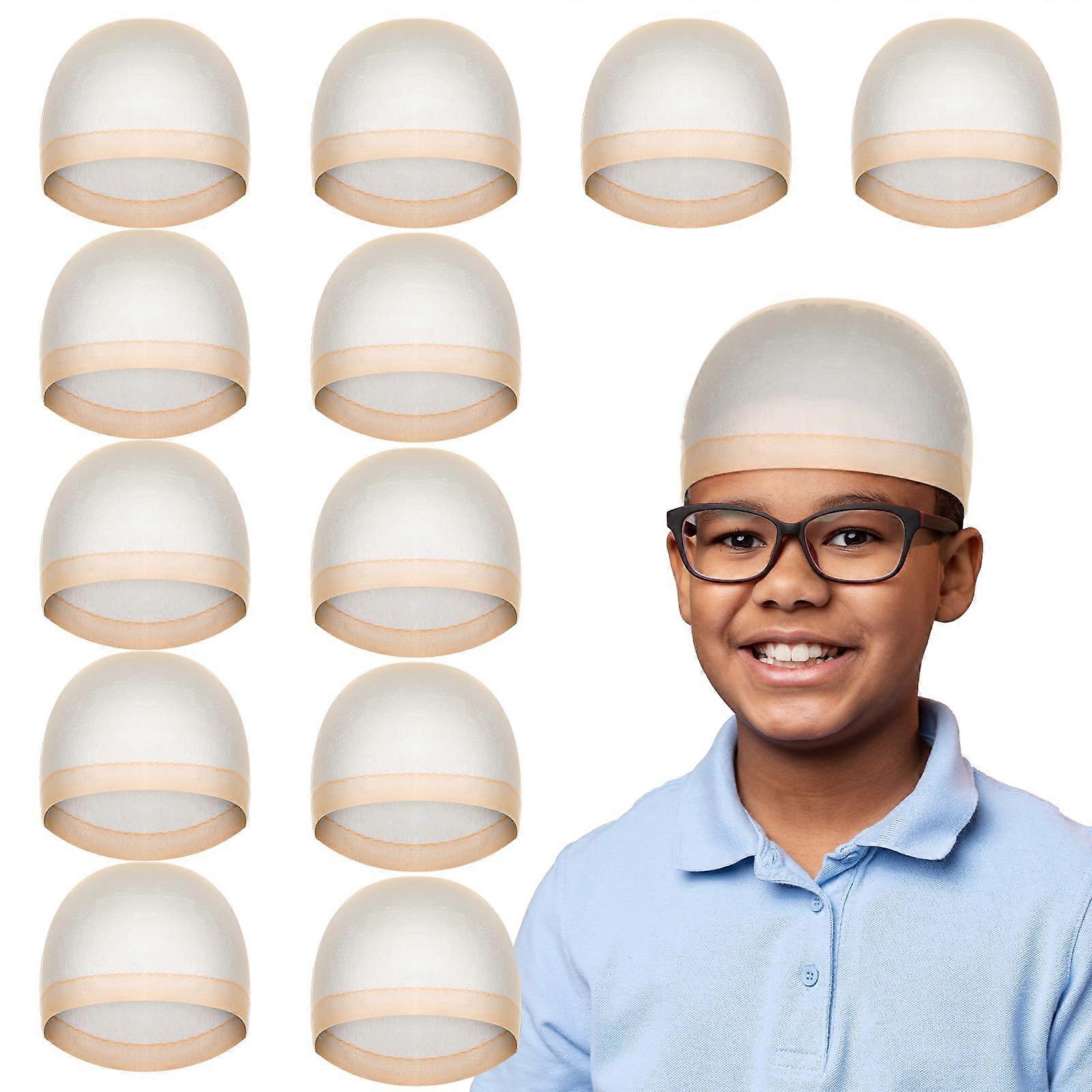 Kids Wave Cap 12 Pack Nude Color, Stretchy Nylon Stocking Caps with Secure Compression and Breathable Fit