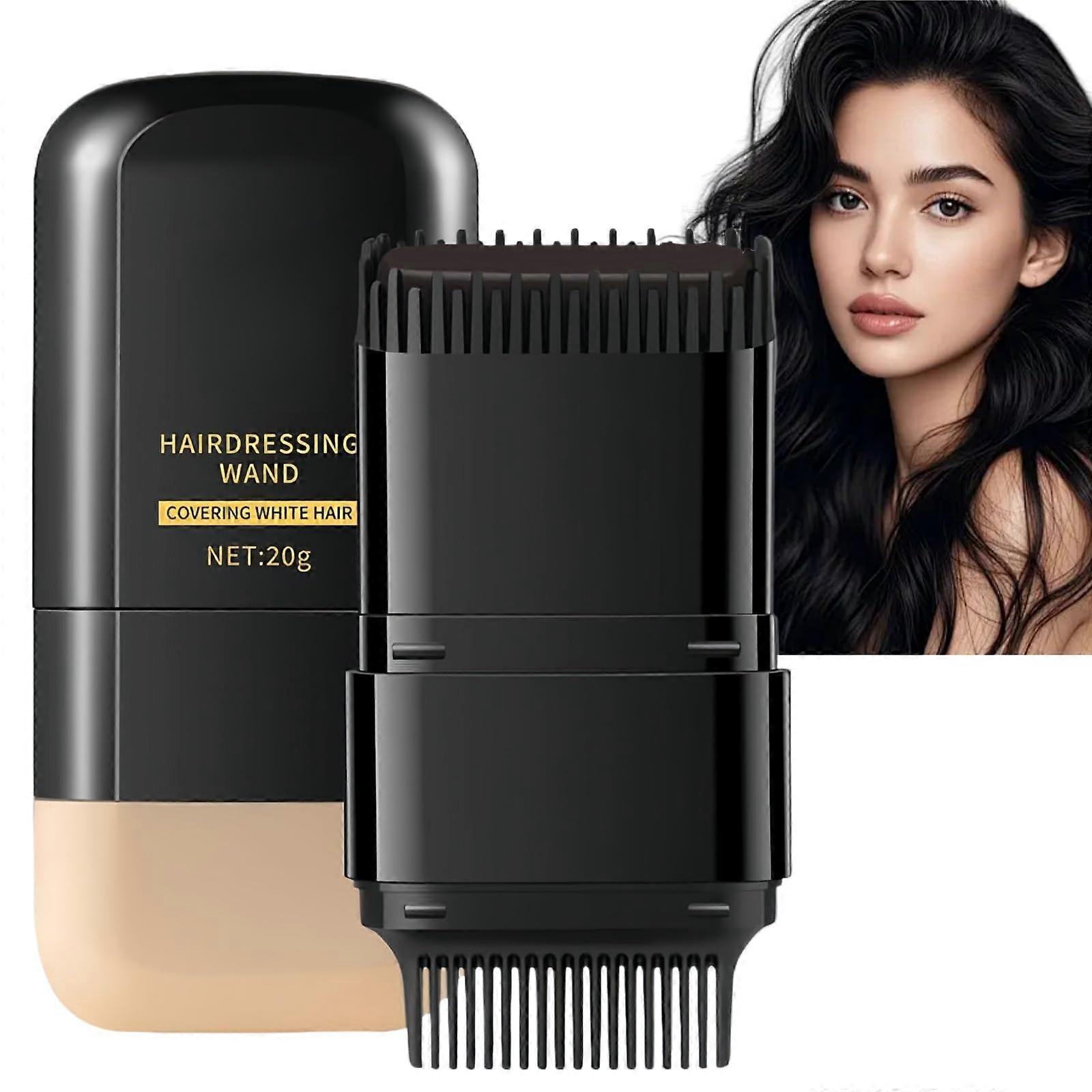 2in1 Hair Dye Stick with Comb for Root Touch Up, Waterproof Instant Gray Coverage, Black