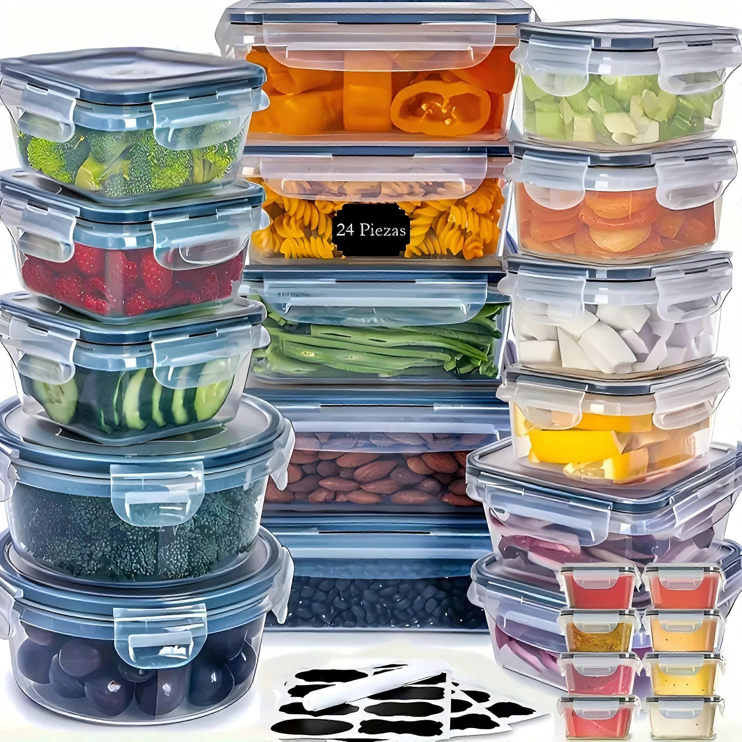 48 PCS Airtight Food Storage Containers with Lids, Stackable Pantry Set, Microwave Dishwasher Freezer Safe
