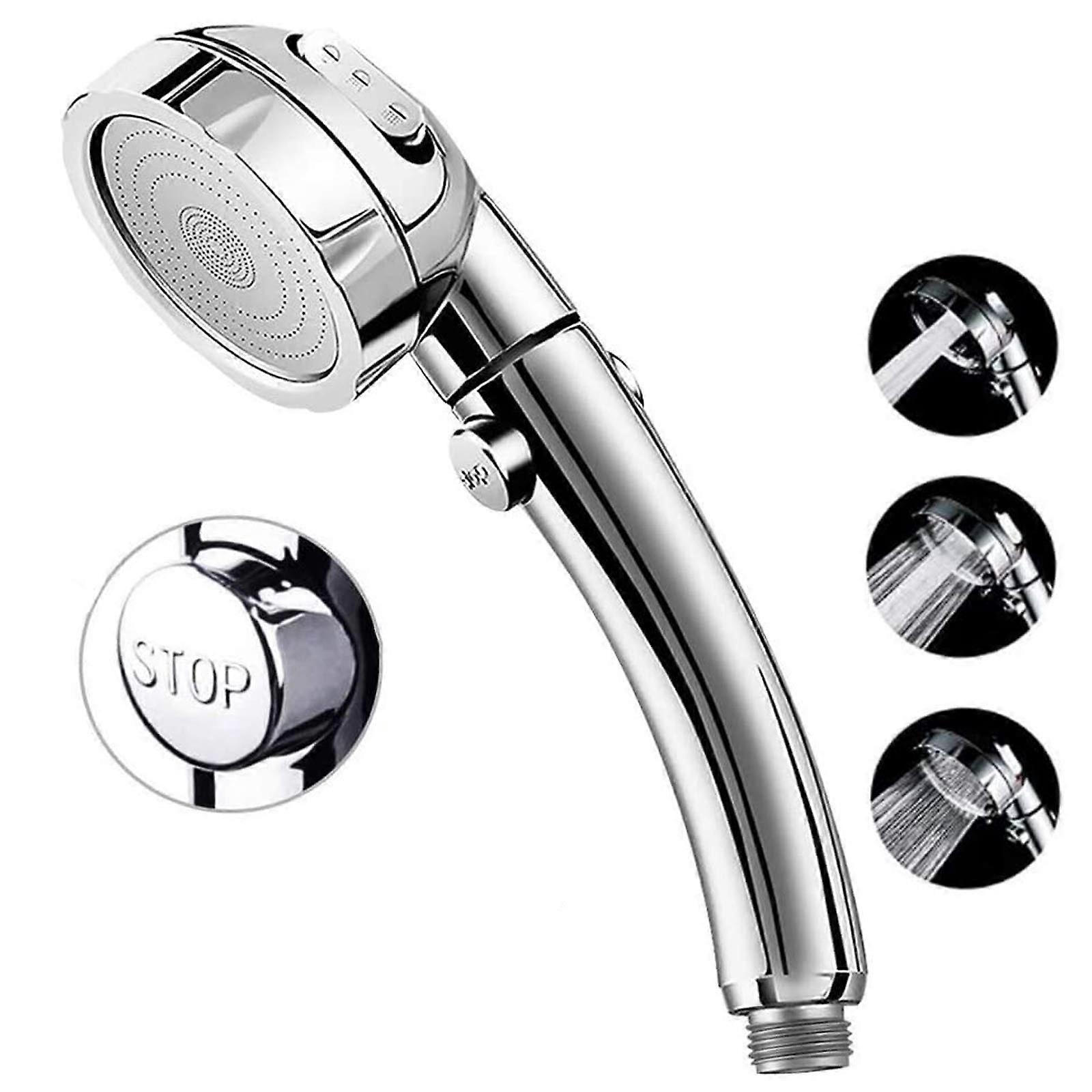 Pressure Handheld Shower Head with On/Off Switch, 3 Modes, 360° Adjustable Chrome Water Saving