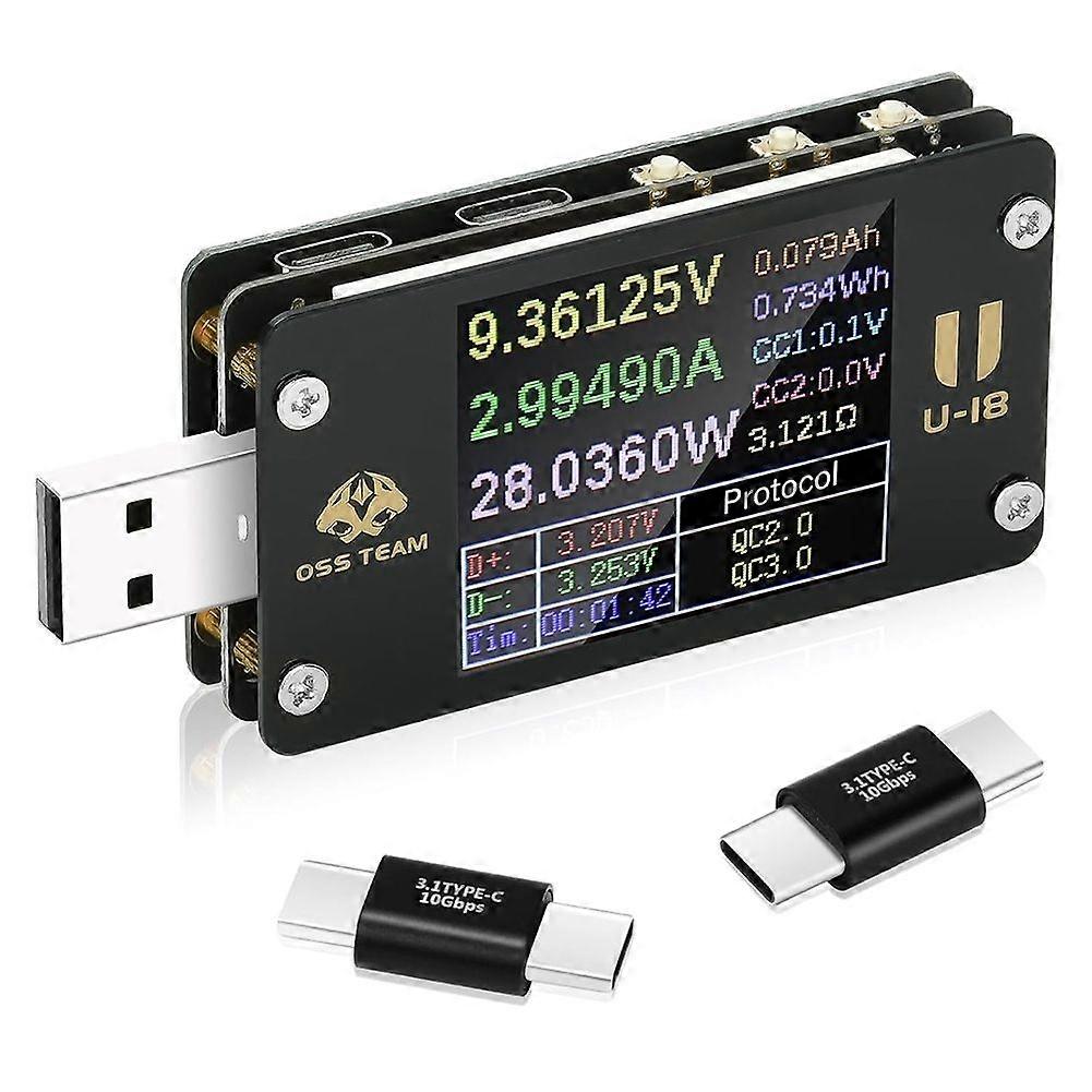 USB Multimeter USB C Power Mester Tester USB-C Testers DC 4-25V 6.5A 1.77-Inch Multi-Function Volta
