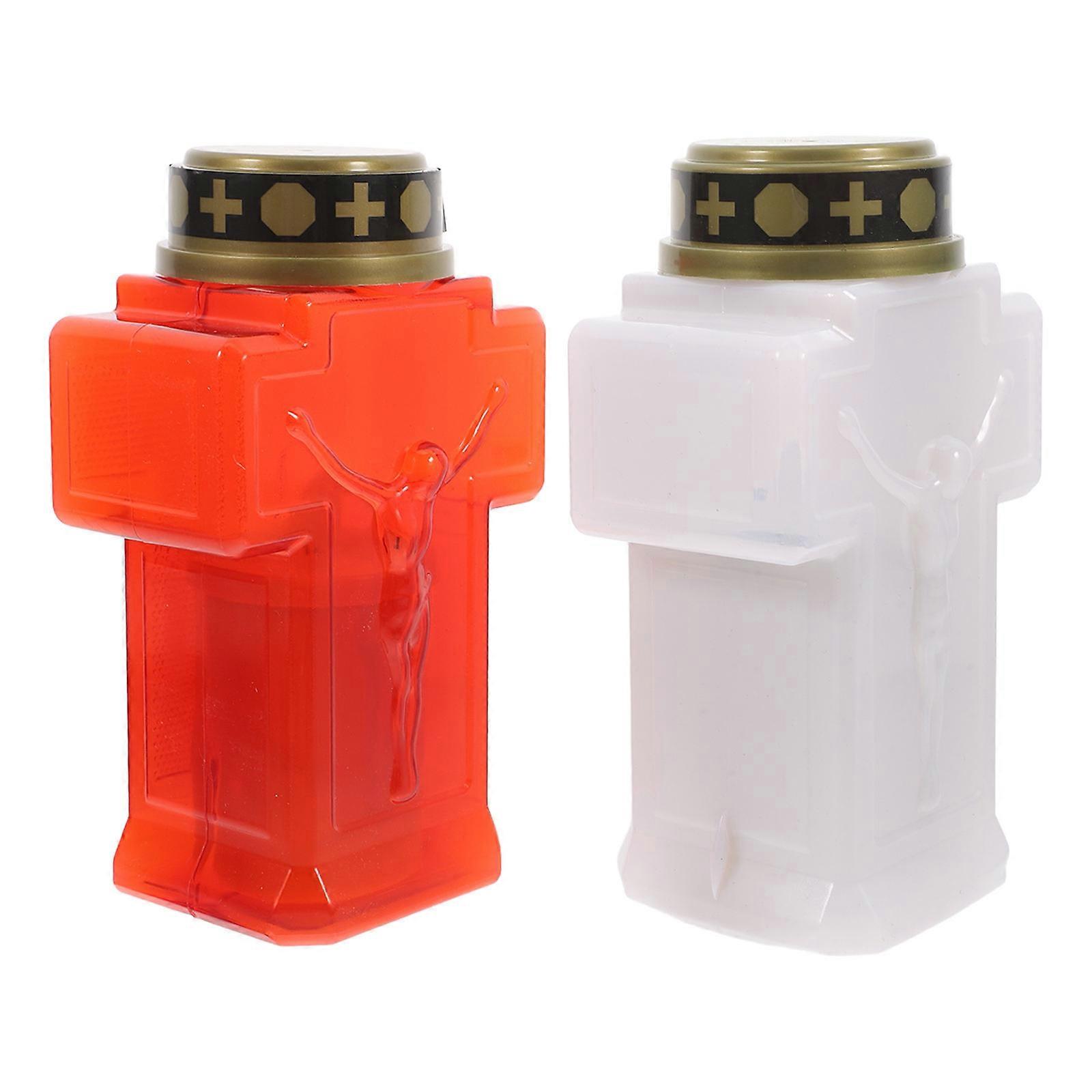 Electronic Candle for Garden Use 2Pcs Flickering Memorial Lantern