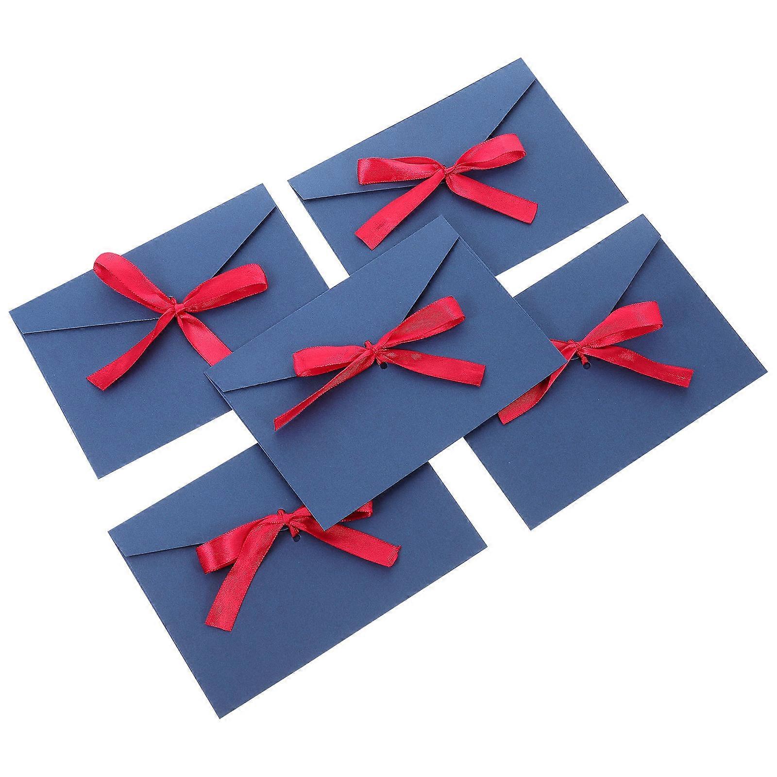 Blue Postcard Envelope with Bow-Tie for Packaging and Invitation 10Pcs