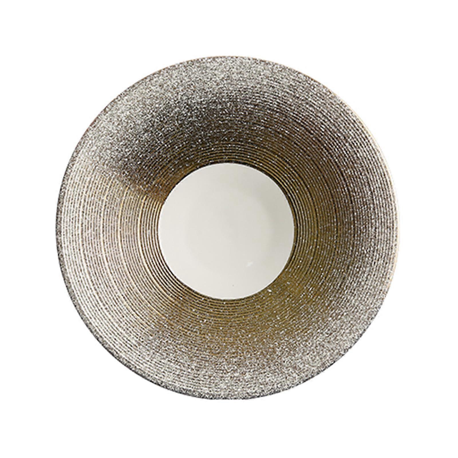 Large White and Gold Ceramic Dinner Plate with Elegant Roman Pattern for Wedding and Restaurant