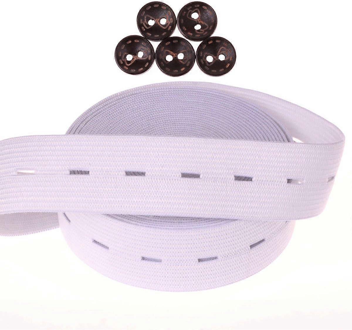 1 Inch Wide White Buttonhole Elastic 5 Yards… White