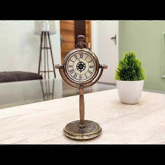 Table Clock Solid Stand Nautical Maritime Antique~Hanging Desk Decor
