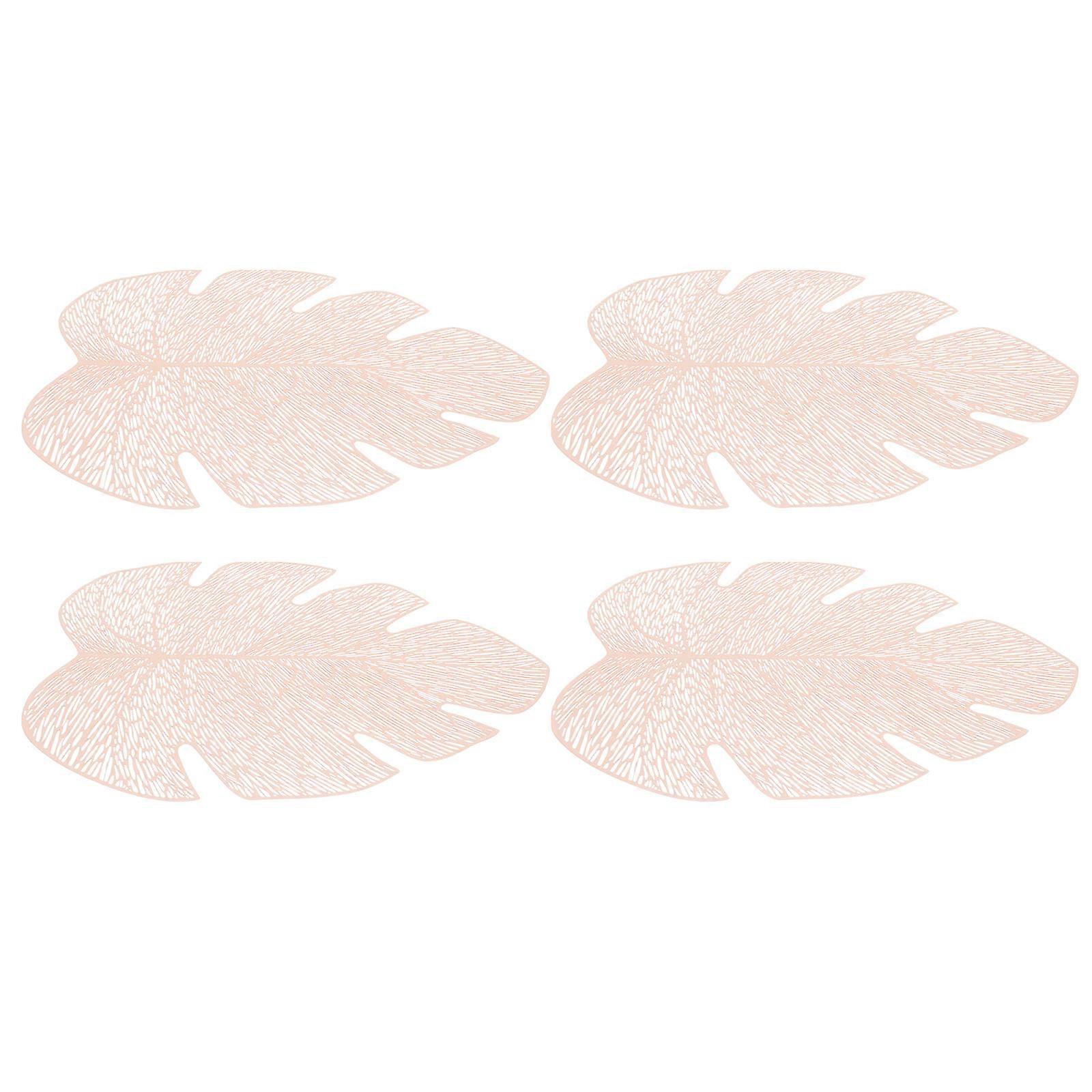 Heat Insulation Leaf Designed Table Mats PVC Placemat 4Pcs Set