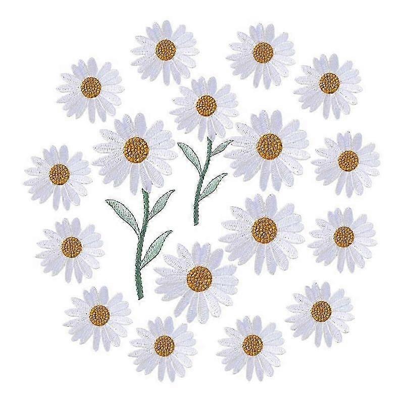 17Pcs daisy flower patch sew on for dress backpack jacket