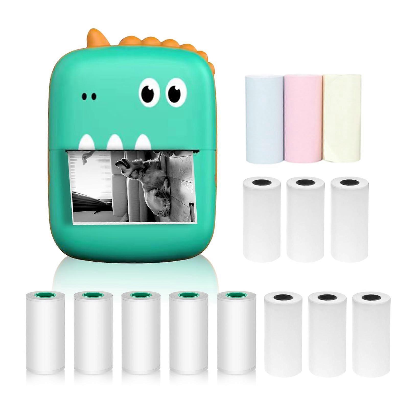 Mini Thermal Printer Bluetooth Wireless 200dpi Pocket Size Label and Photo Printing for iOS Android Green