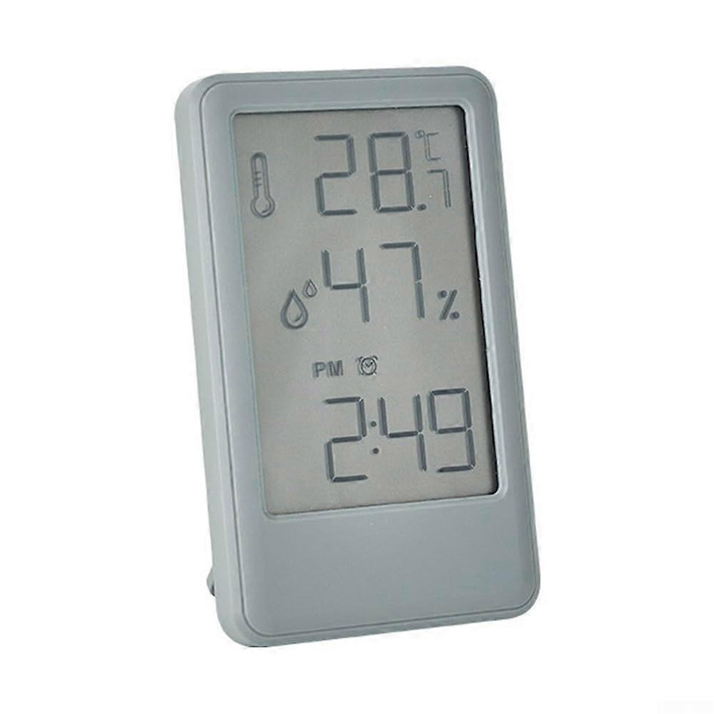Indoor Thermometer Hygrometer with Large LCD Display, Max Min Records, Clock Alarm  Grey