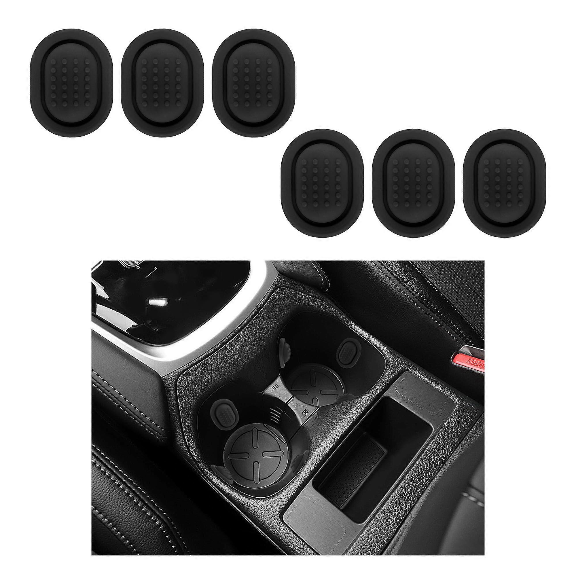 Universal Car Cup Holder Insert with AntiSlip Silicone Liner, Adhesive AntiShaking Black 6Pack
