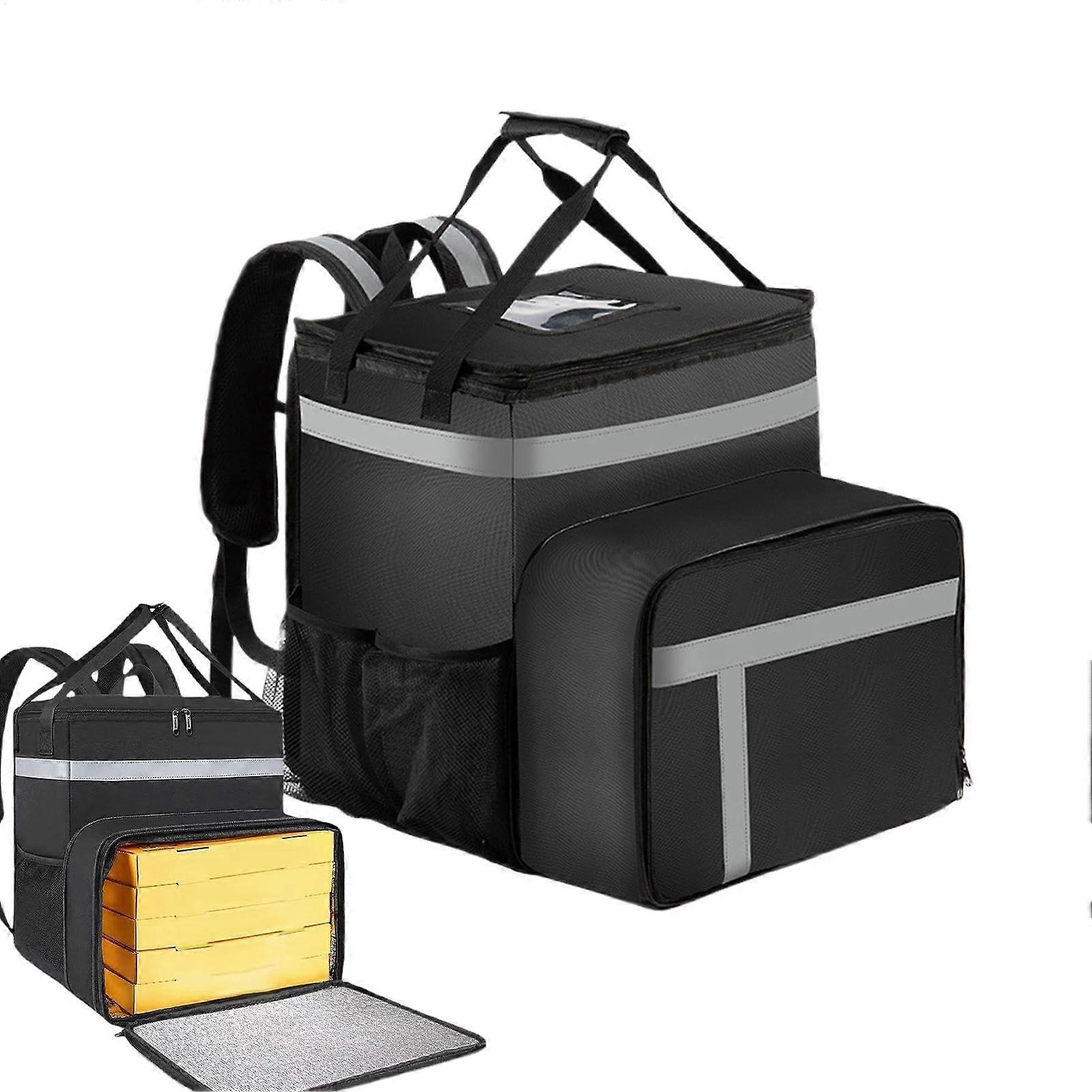 Food Delivery Backpack Large Capacity Double Compartment Waterproof Insulated Bag for Camping