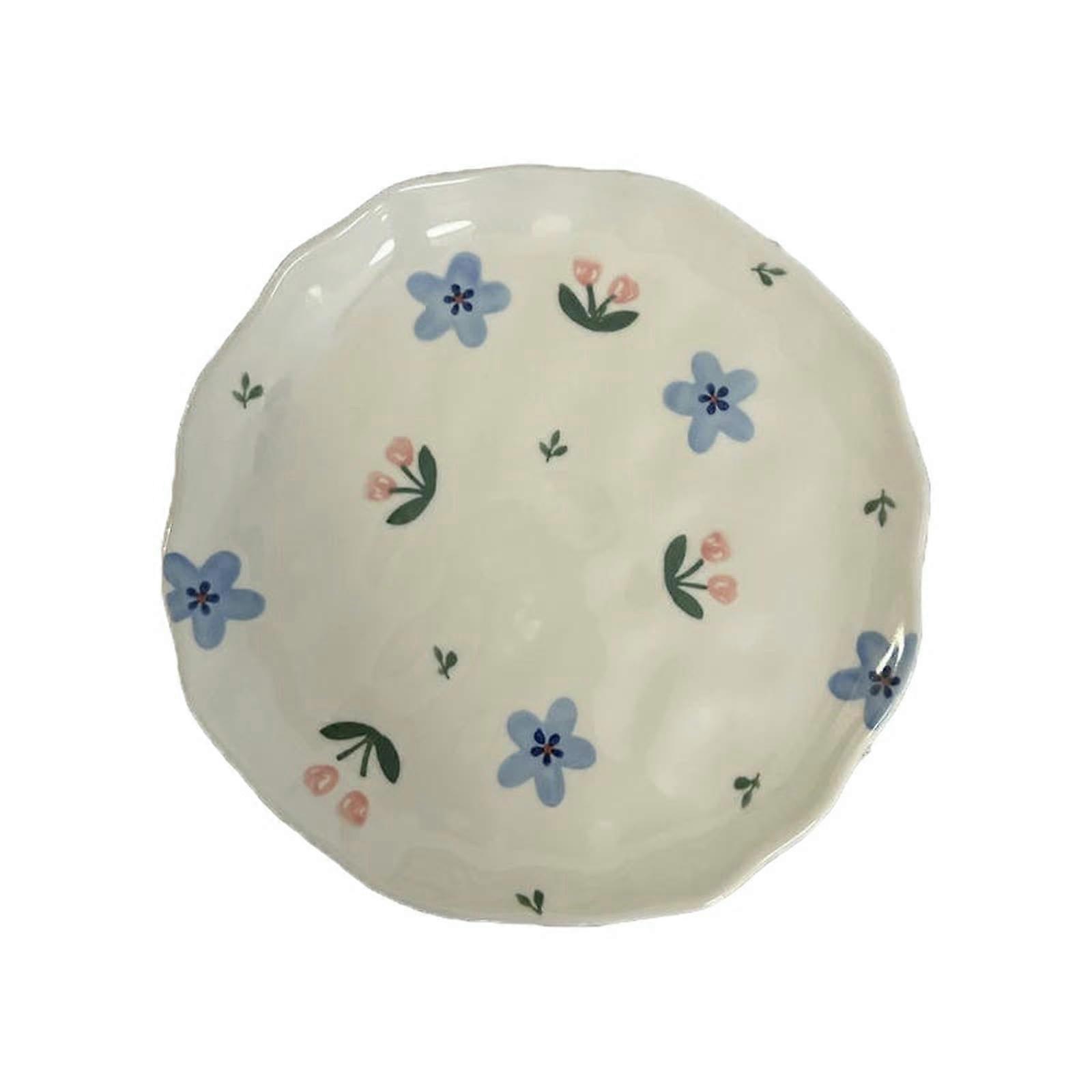 Ceramic Dessert Plates with Elegant Floral Design, ScratchResistant Easy Clean Porcelain