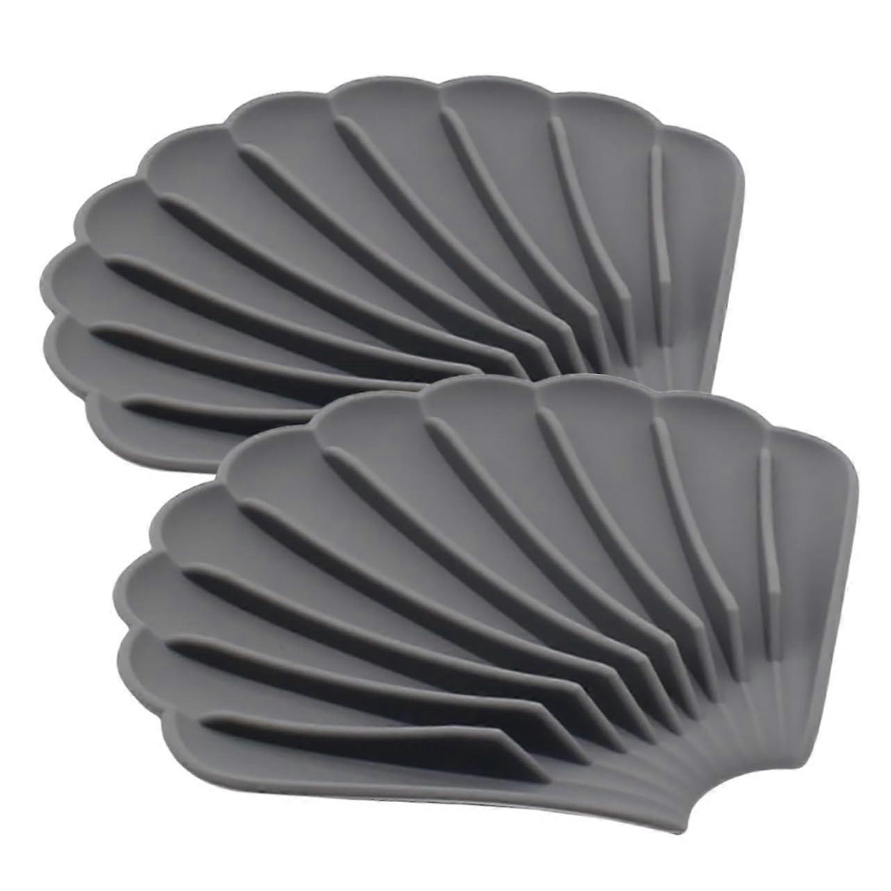 2pcs Grey Silicone Soap Dish with SelfDraining Design, NonSlip Base for Bathroom and Kitchen