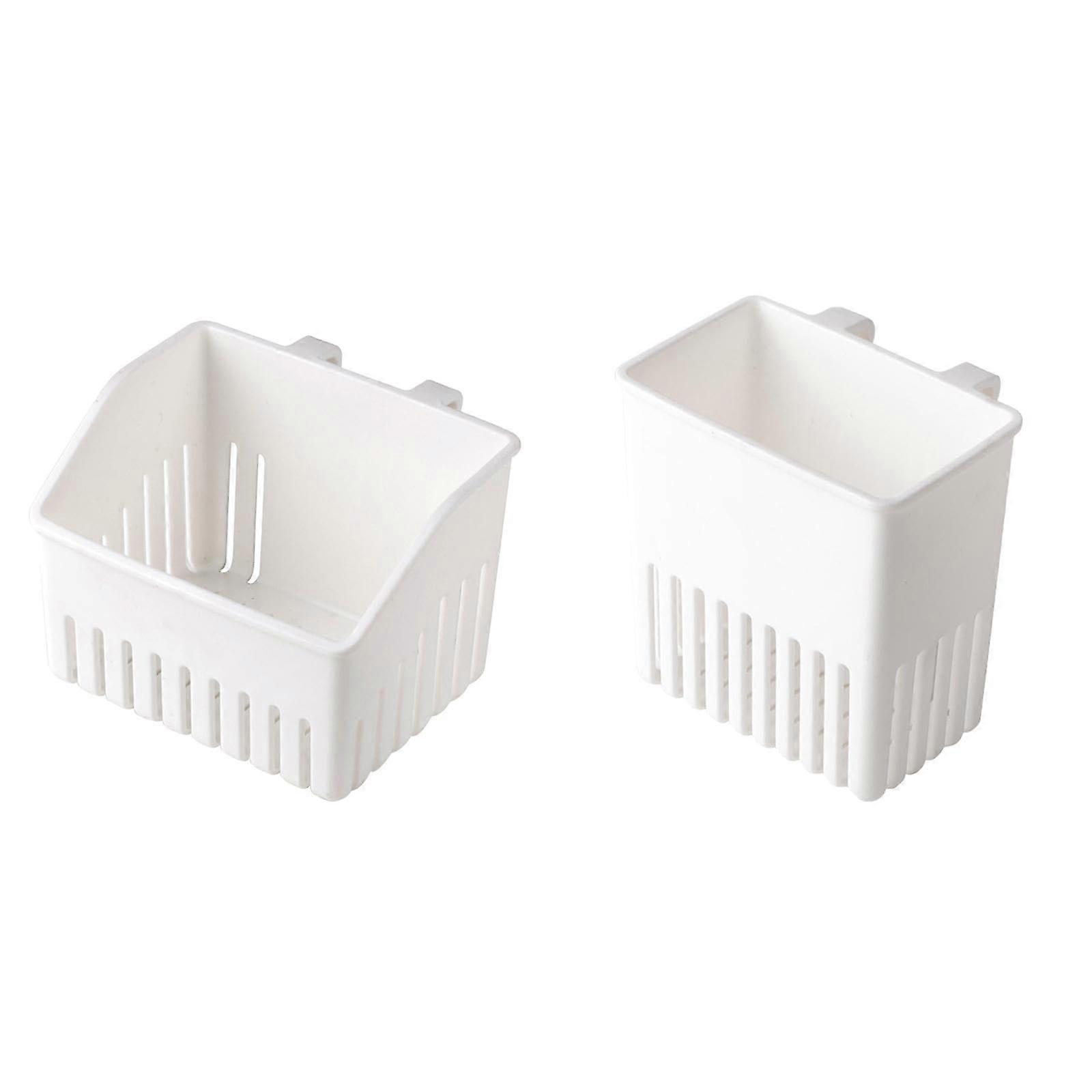 Utensil Holder for Kitchen Sink, Compact Cutlery Drying Rack with Efficient Drain System, 2PC White