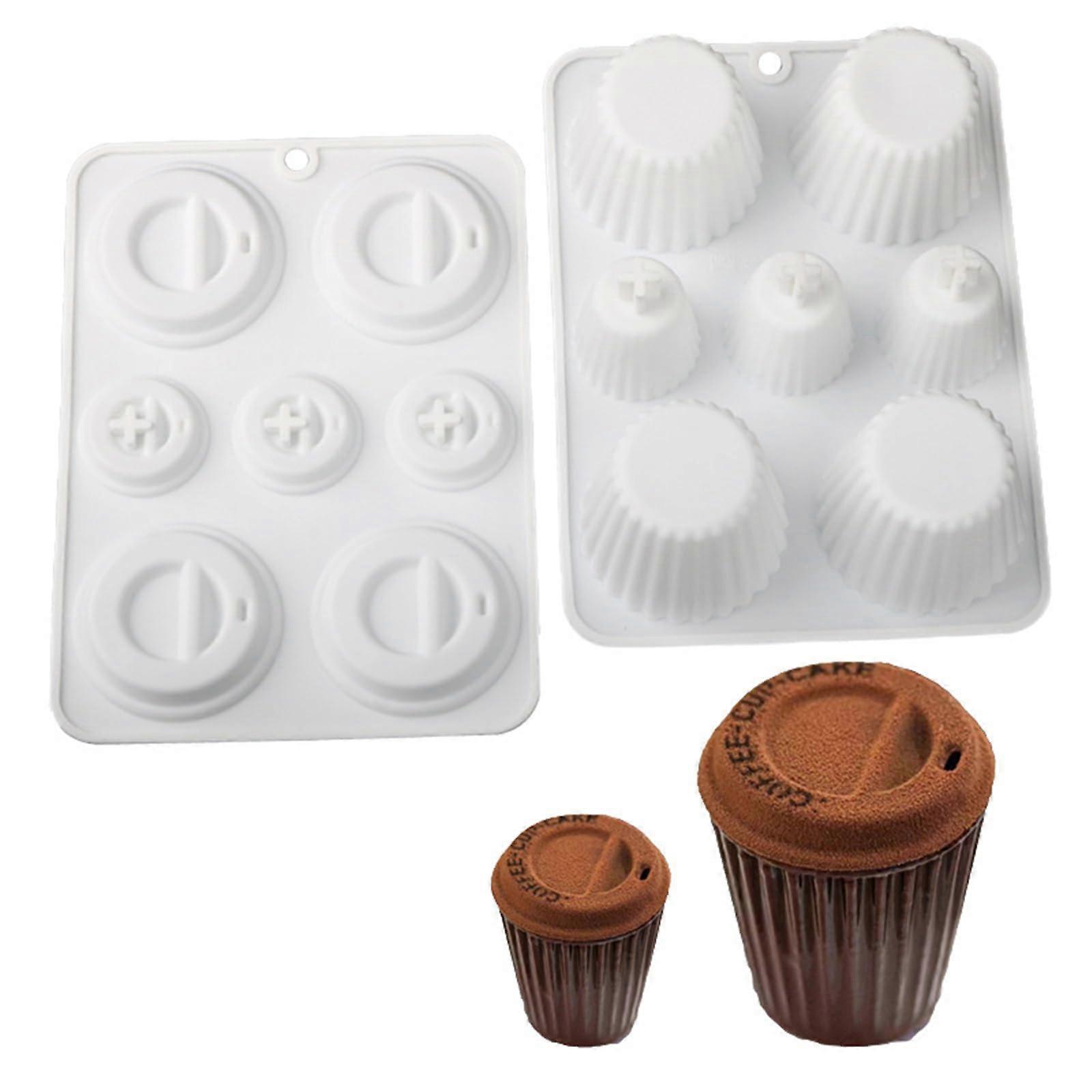 Silicone Baking Molds Set NonStick Cupcake Coffee Cup Shape Muffin Pan Microwave Safe 2pcs