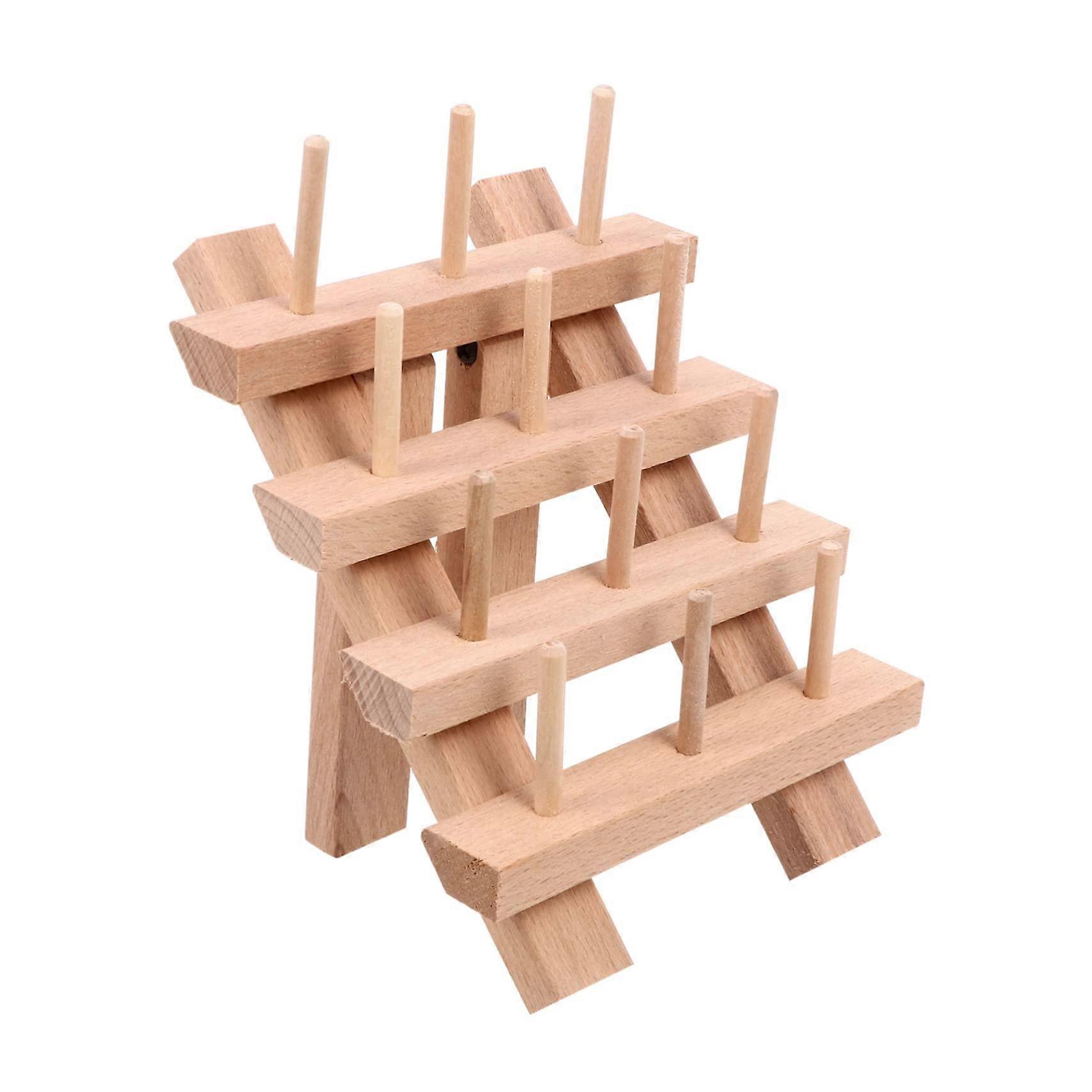 Foldable Wooden Thread Rack Holds 12 Spools Sewing and Embroidery Organizer SpaceSaving Design