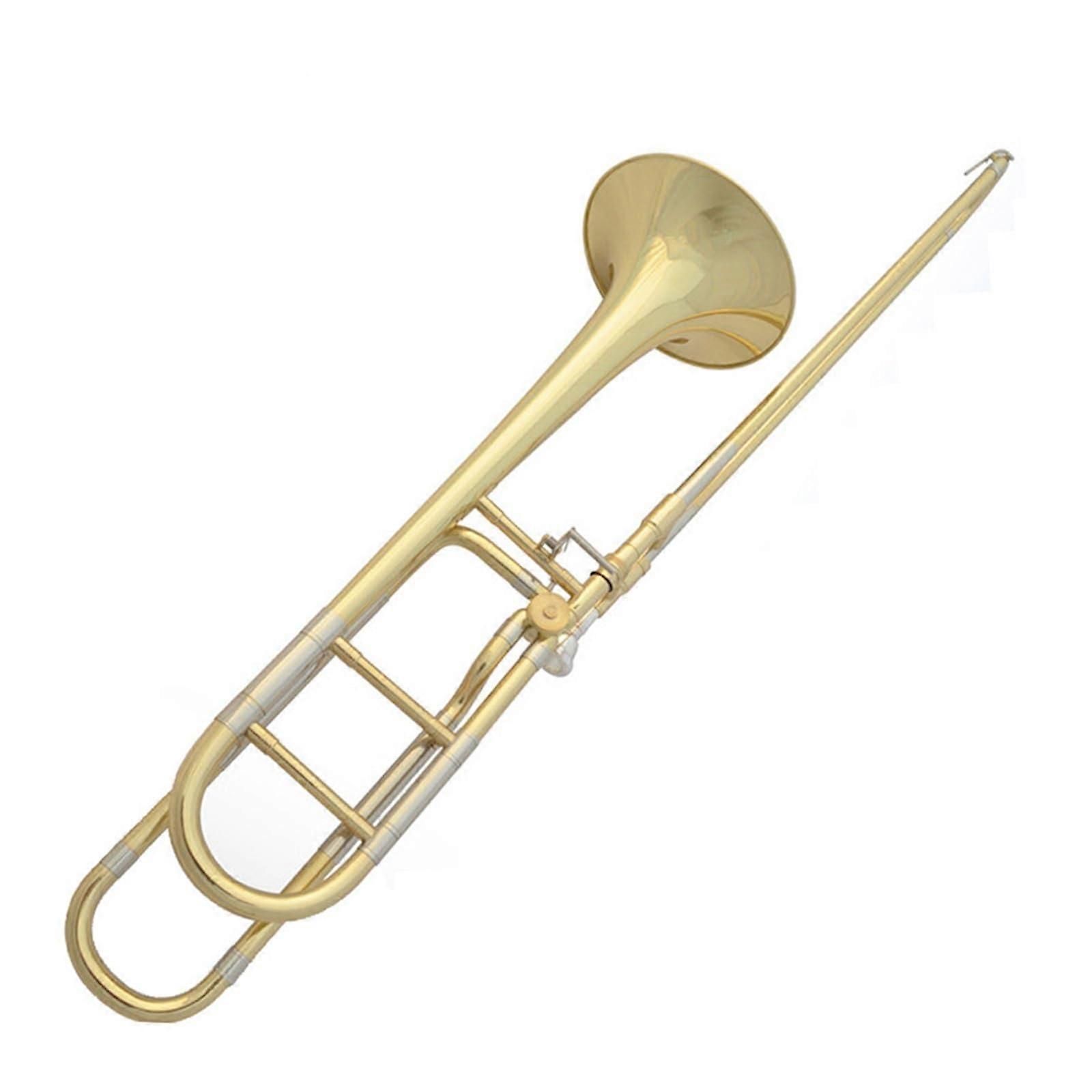 Professional Bb Tenor Trombone Brass Construction Smooth Slide Bright Tone for Beginners and Pros