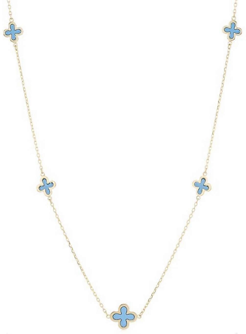 Mark Milton Five Flower Necklace - Yellow Gold/Turquoise Blue
