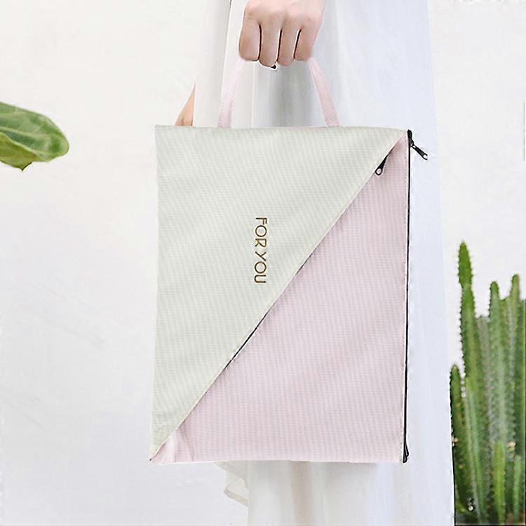 Double Layer Canvas Document File Support Office School Tote Bag Organizer Bag A4 Creative Zipper Storage Bag