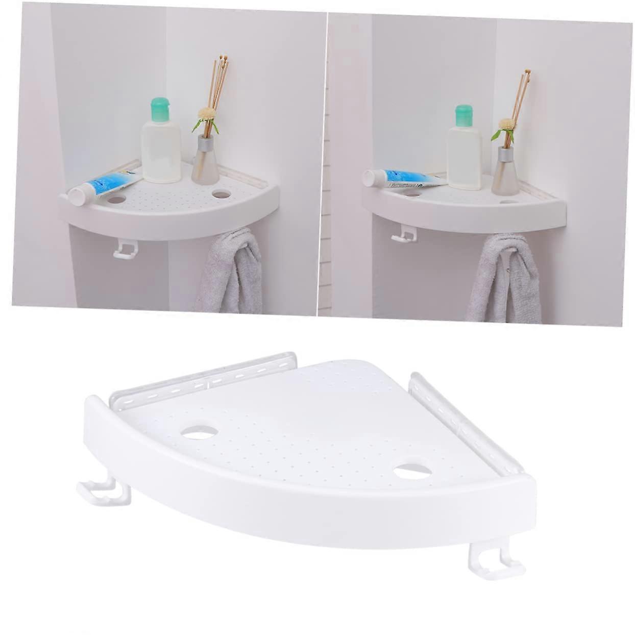Bathroom Corner Shelf with Strong Double Suction, Triangle Design Shower Organizer Rack White