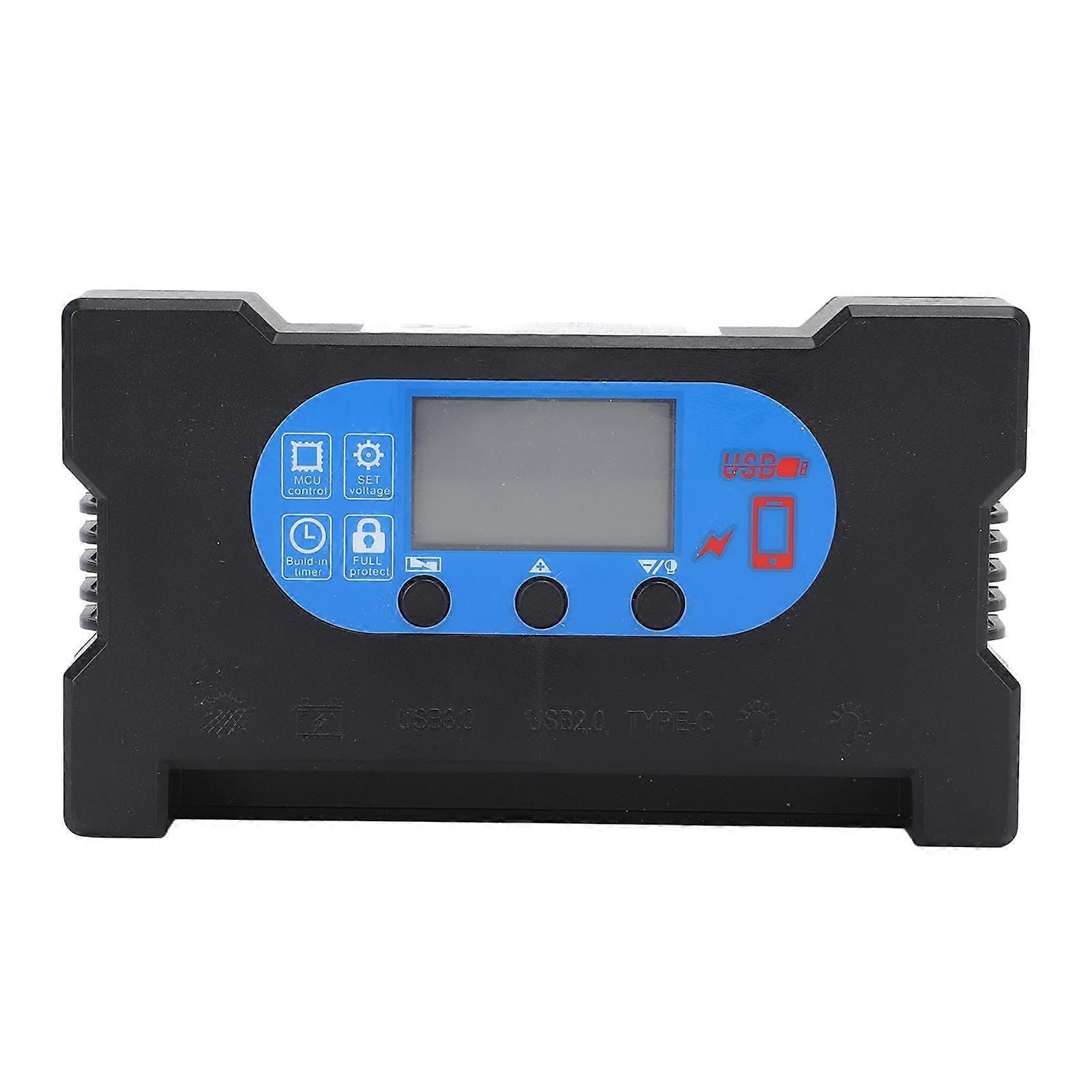 Solar Charge Controller 10A with Dual USB Type C Fast Charging for 12V 24V Lithium LiFePO4