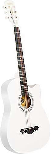 38 Inch Acoustic Guitar for Beginners, BeginnerFriendly Full Size with Balanced Tone, White