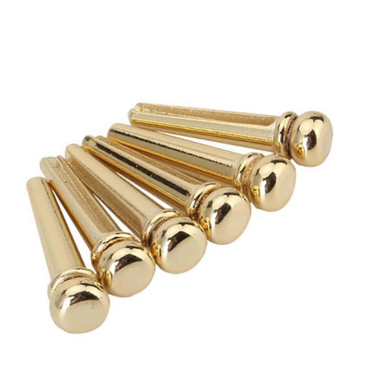6pcs Solid Brass Guitar Bridge Pins Set with Bone Saddle for Acoustic Guitar Upgrade